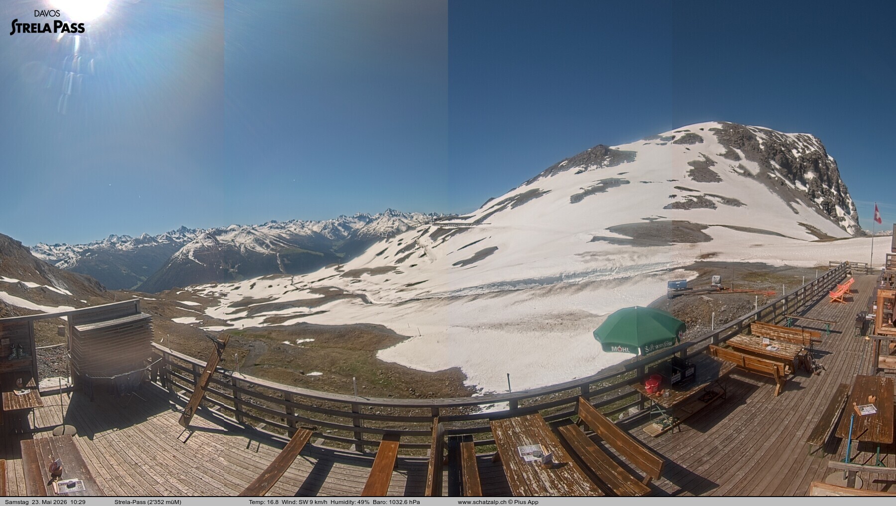 Archiv Foto Webcam Restaurant Strela Pass Schatzalp