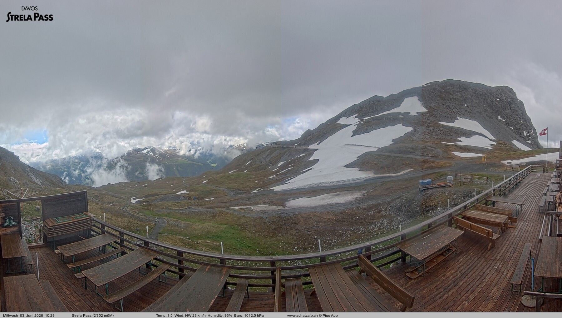 Archiv Foto Webcam Restaurant Strela Pass Schatzalp