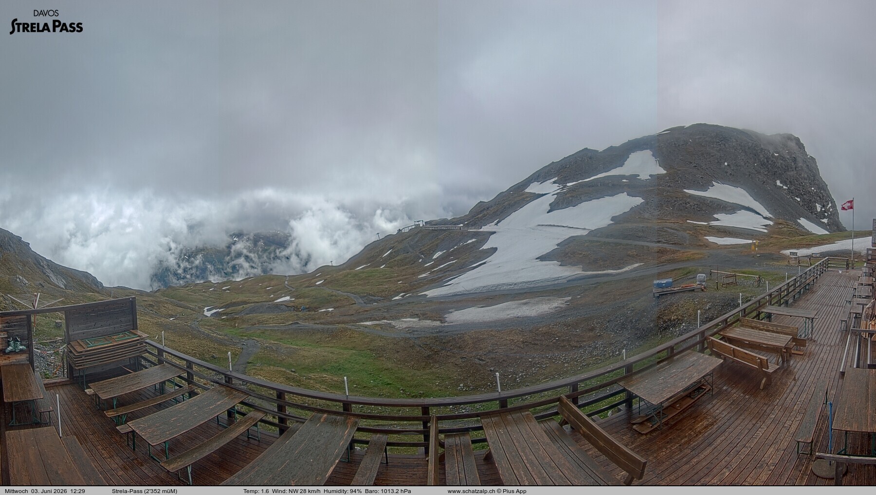Archiv Foto Webcam Restaurant Strela Pass Schatzalp