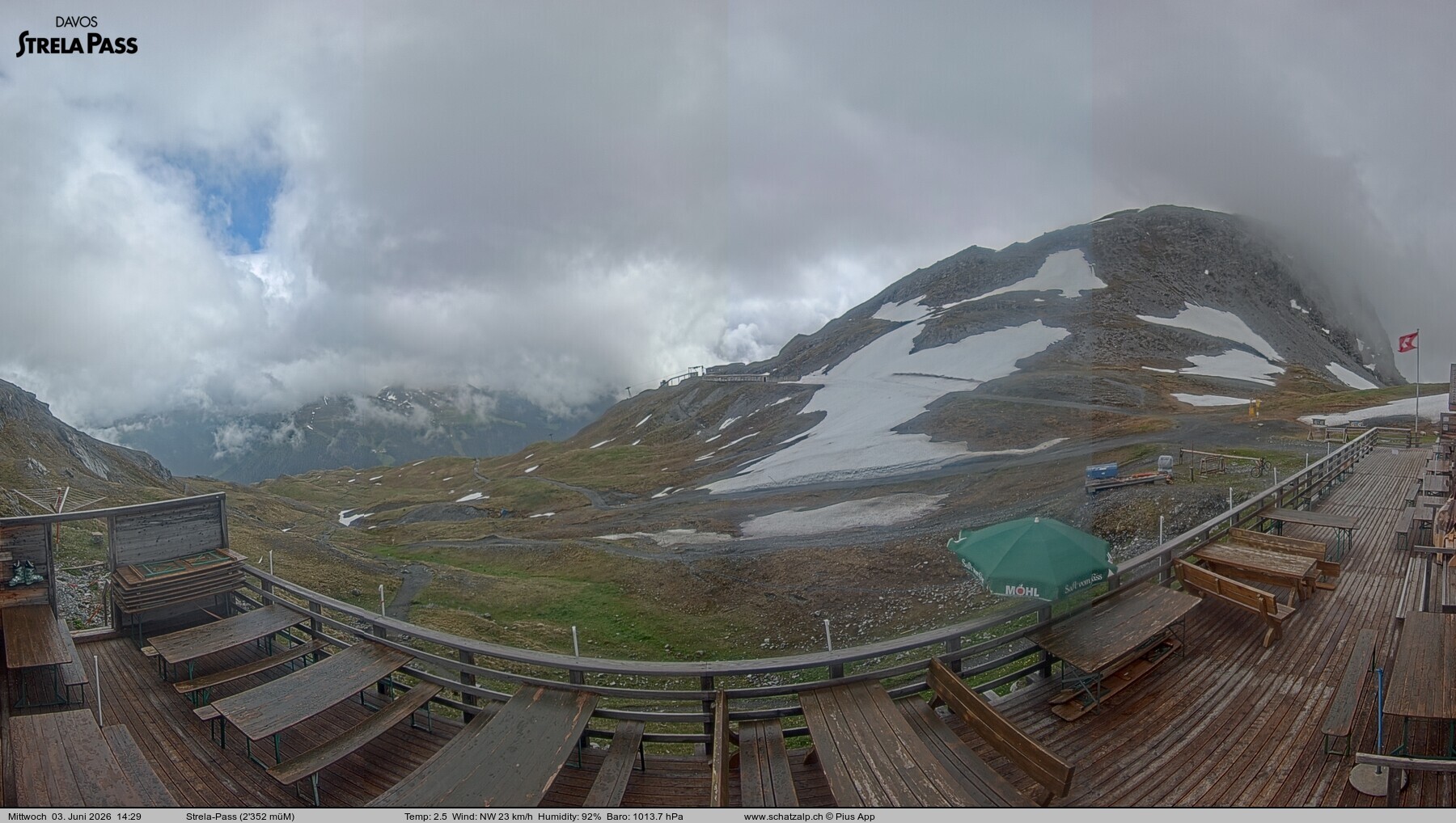 Archiv Foto Webcam Restaurant Strela Pass Schatzalp