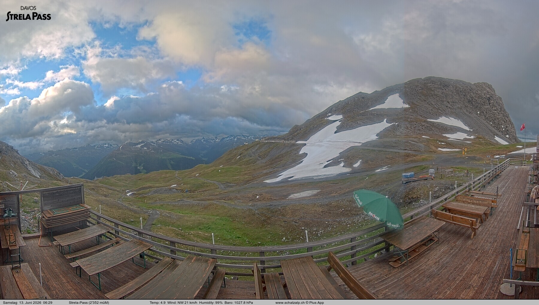 Archiv Foto Webcam Restaurant Strela Pass Schatzalp