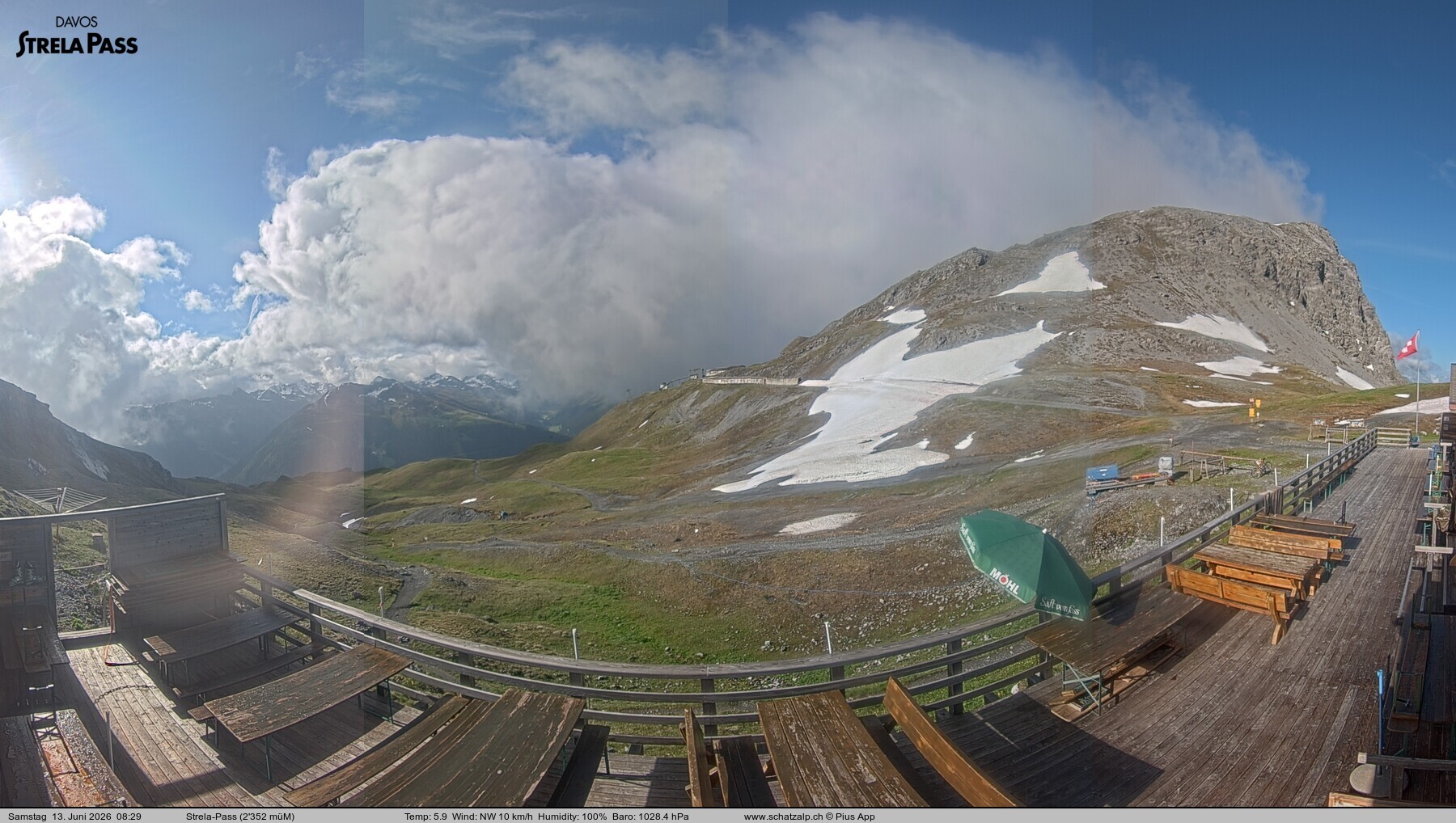 Archiv Foto Webcam Restaurant Strela Pass Schatzalp