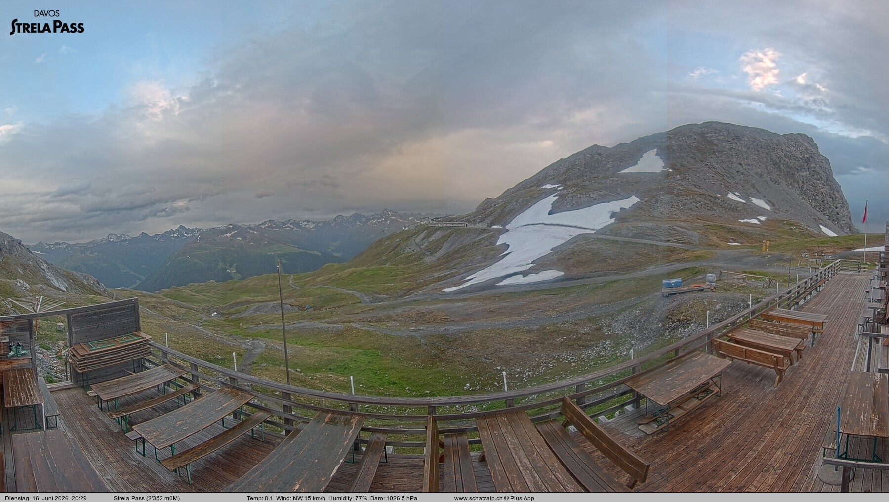 Archiv Foto Webcam Restaurant Strela Pass Schatzalp