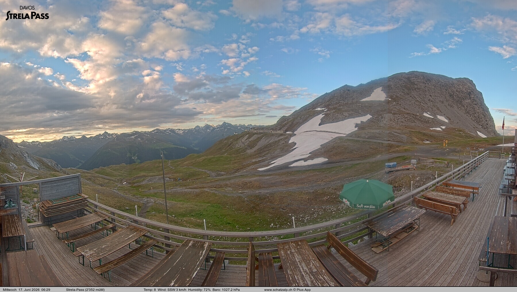 Archiv Foto Webcam Restaurant Strela Pass Schatzalp