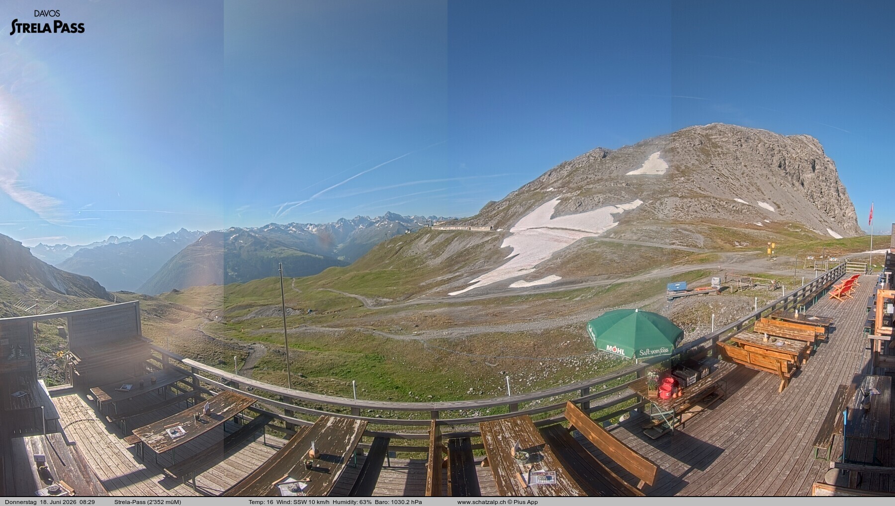 Archiv Foto Webcam Restaurant Strela Pass Schatzalp