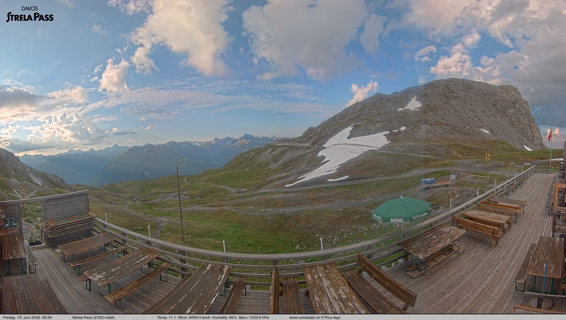Archiv Foto Webcam Restaurant Strela Pass Schatzalp