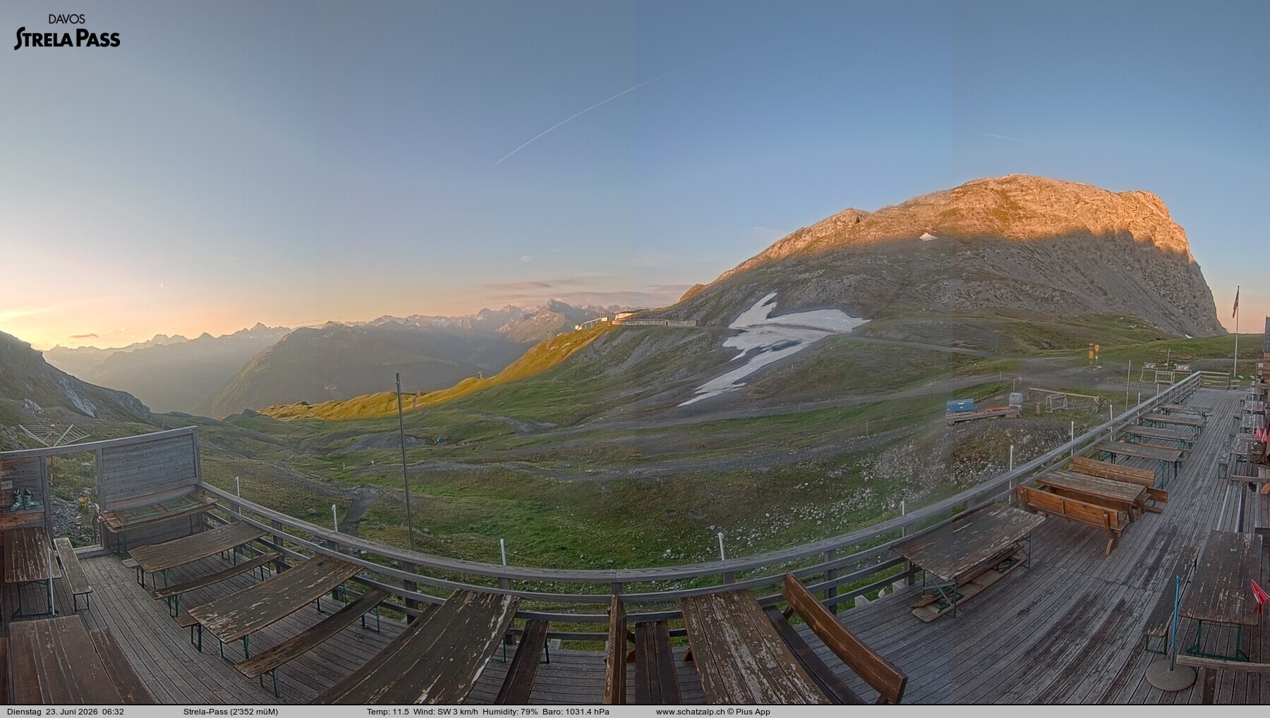 Archiv Foto Webcam Restaurant Strela Pass Schatzalp