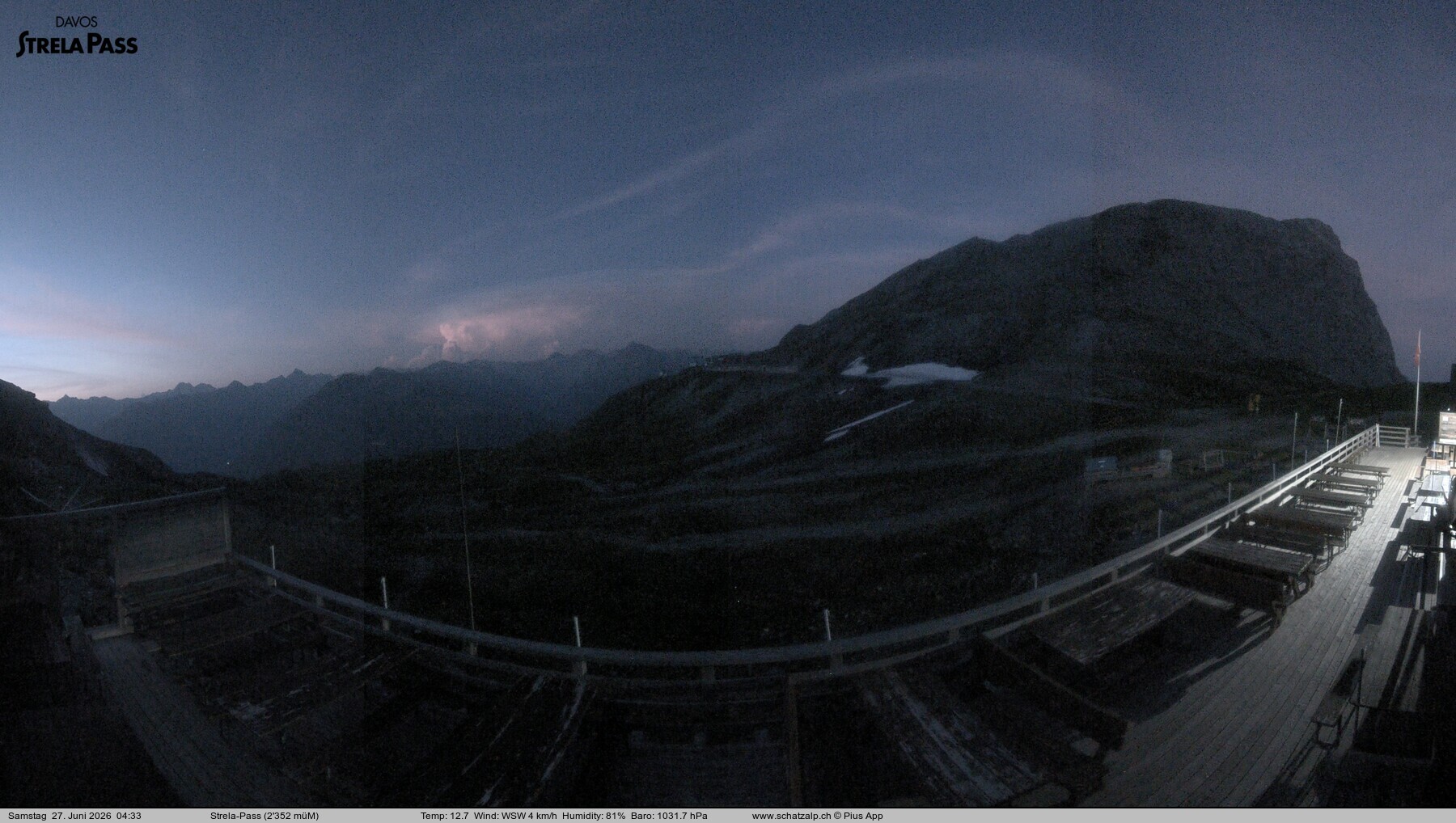 Archiv Foto Webcam Restaurant Strela Pass Schatzalp
