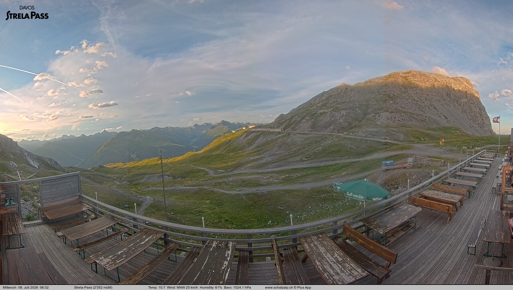 Archiv Foto Webcam Restaurant Strela Pass Schatzalp