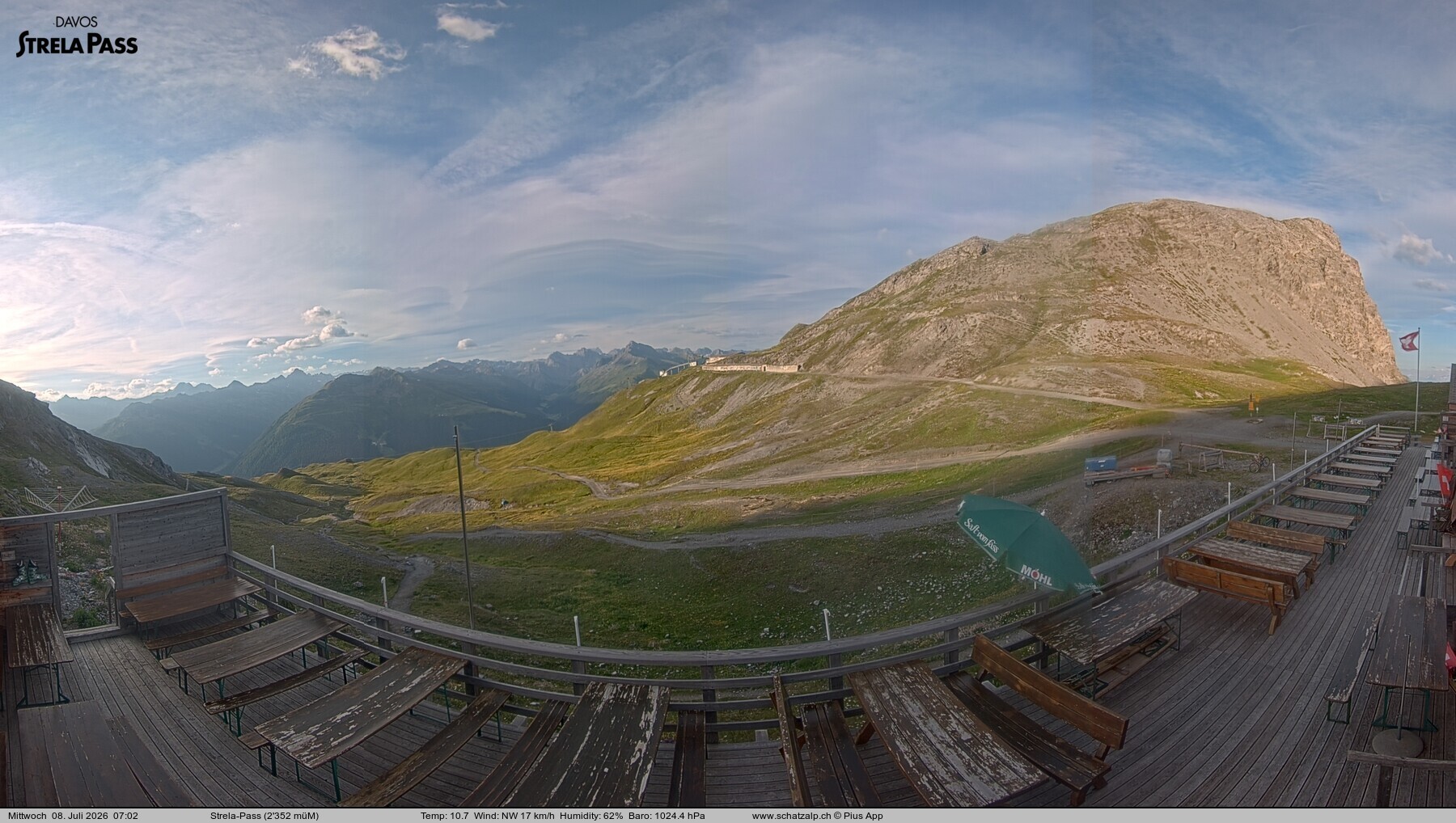 Archiv Foto Webcam Restaurant Strela Pass Schatzalp