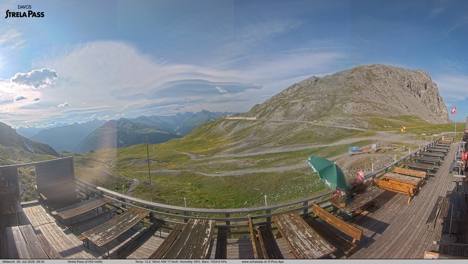 Archiv Foto Webcam Restaurant Strela Pass Schatzalp