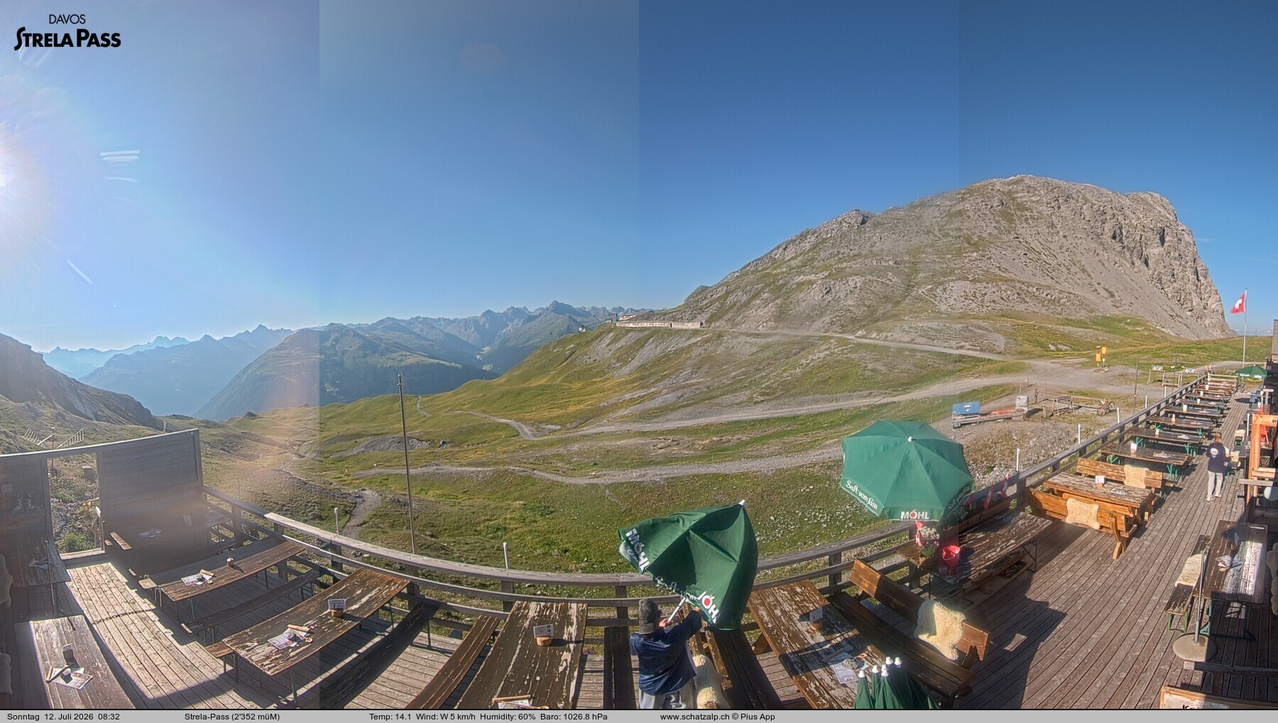 Archiv Foto Webcam Restaurant Strela Pass Schatzalp