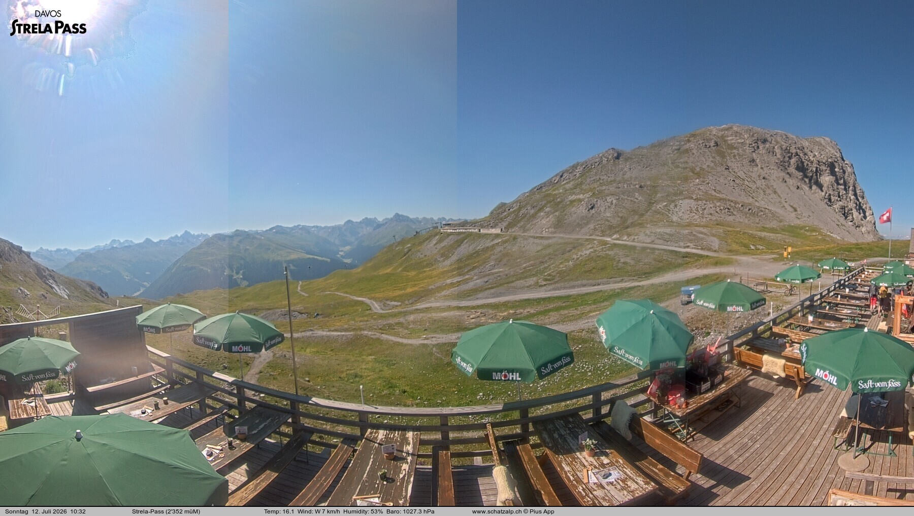 Archiv Foto Webcam Restaurant Strela Pass Schatzalp