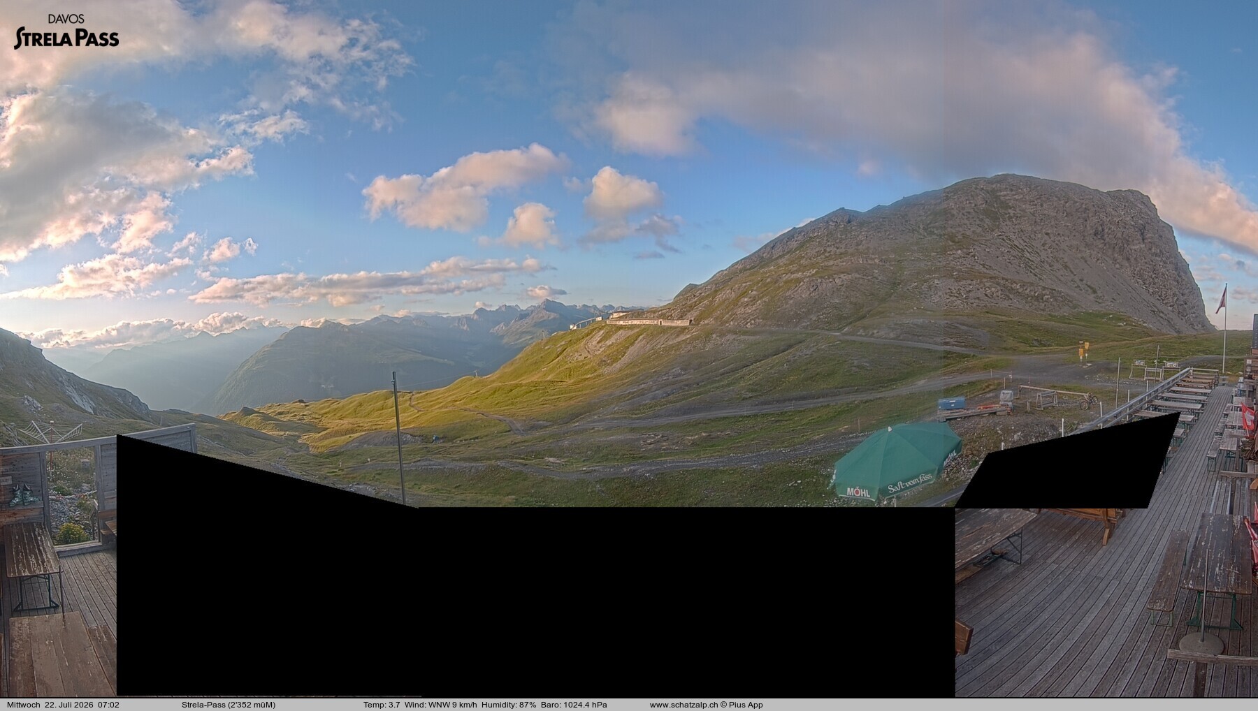 Archiv Foto Webcam Restaurant Strela Pass Schatzalp