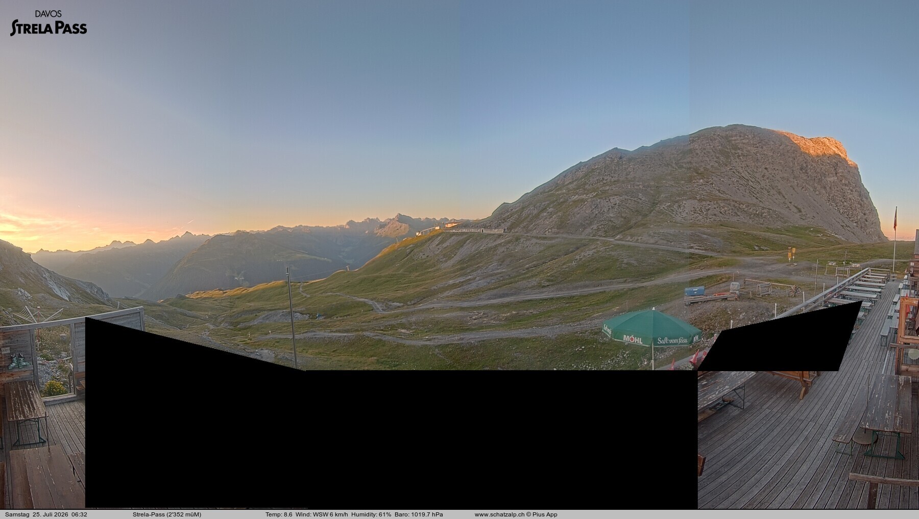Archiv Foto Webcam Restaurant Strela Pass Schatzalp