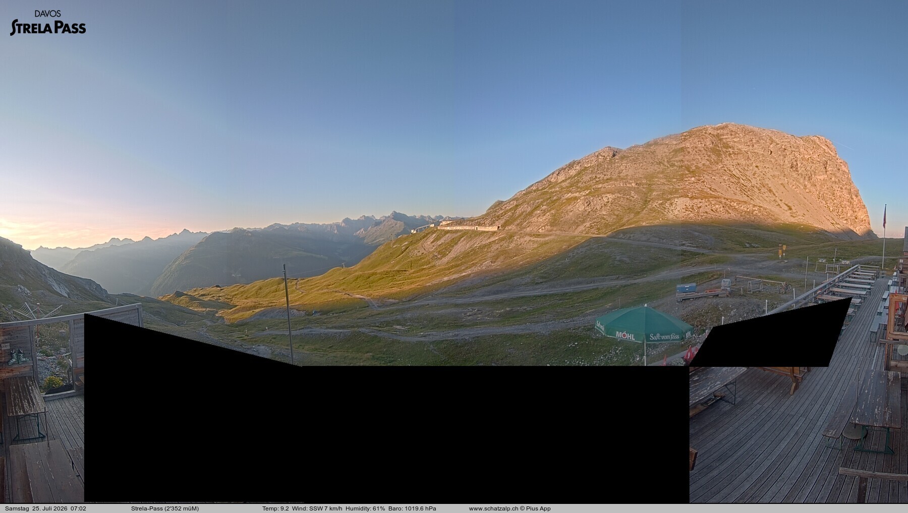 Archiv Foto Webcam Restaurant Strela Pass Schatzalp