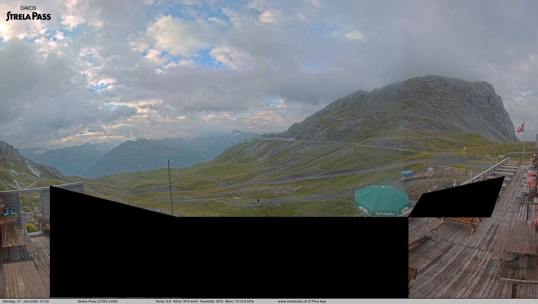 Archiv Foto Webcam Restaurant Strela Pass Schatzalp