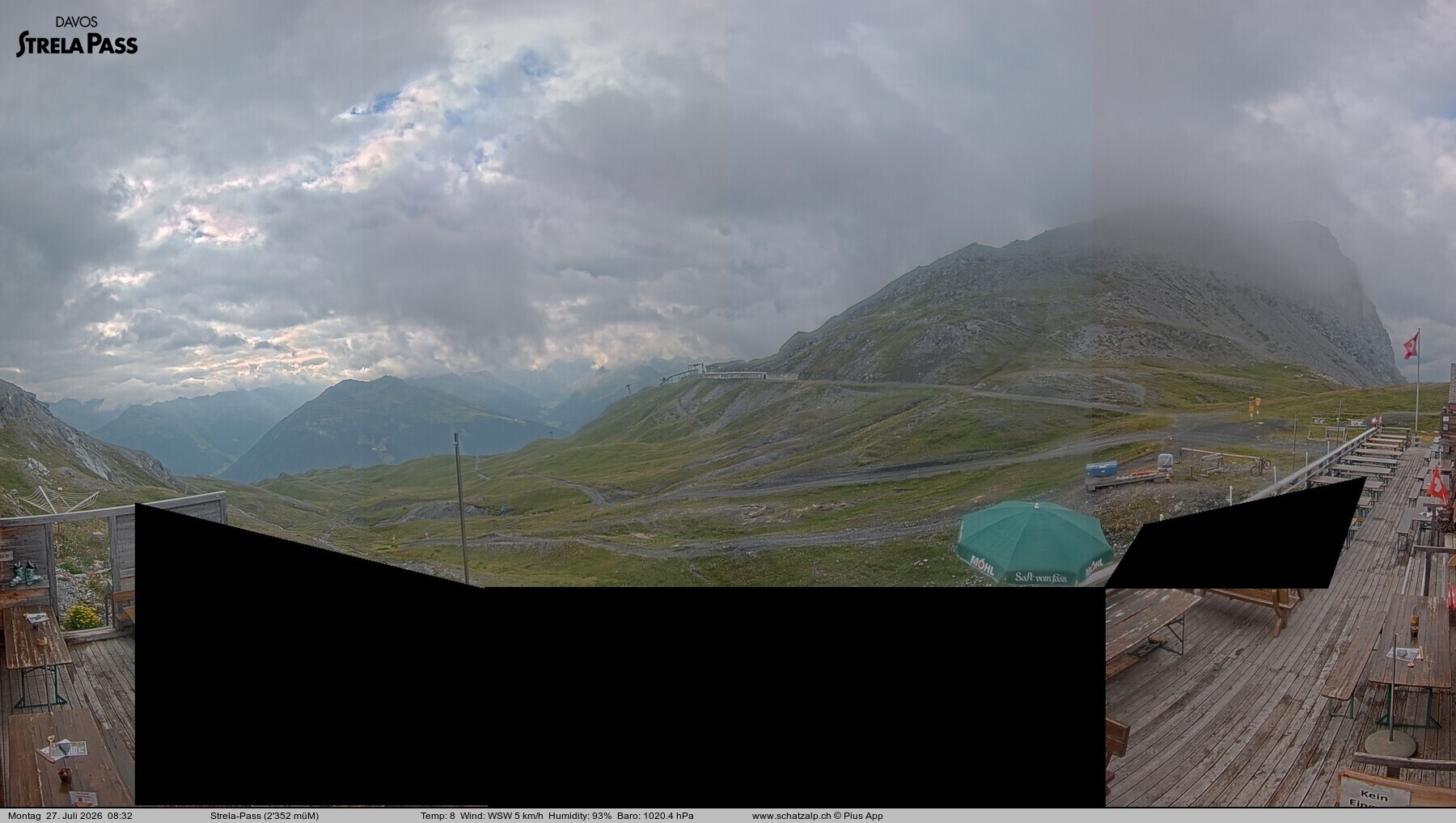 Archiv Foto Webcam Restaurant Strela Pass Schatzalp