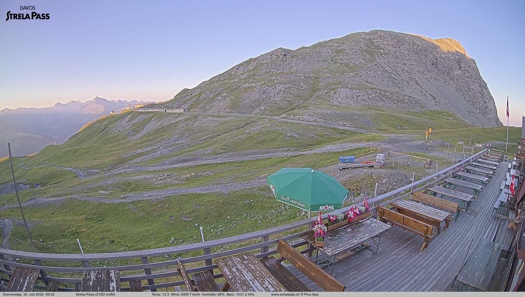 Archiv Foto Webcam Restaurant Strela Pass Schatzalp