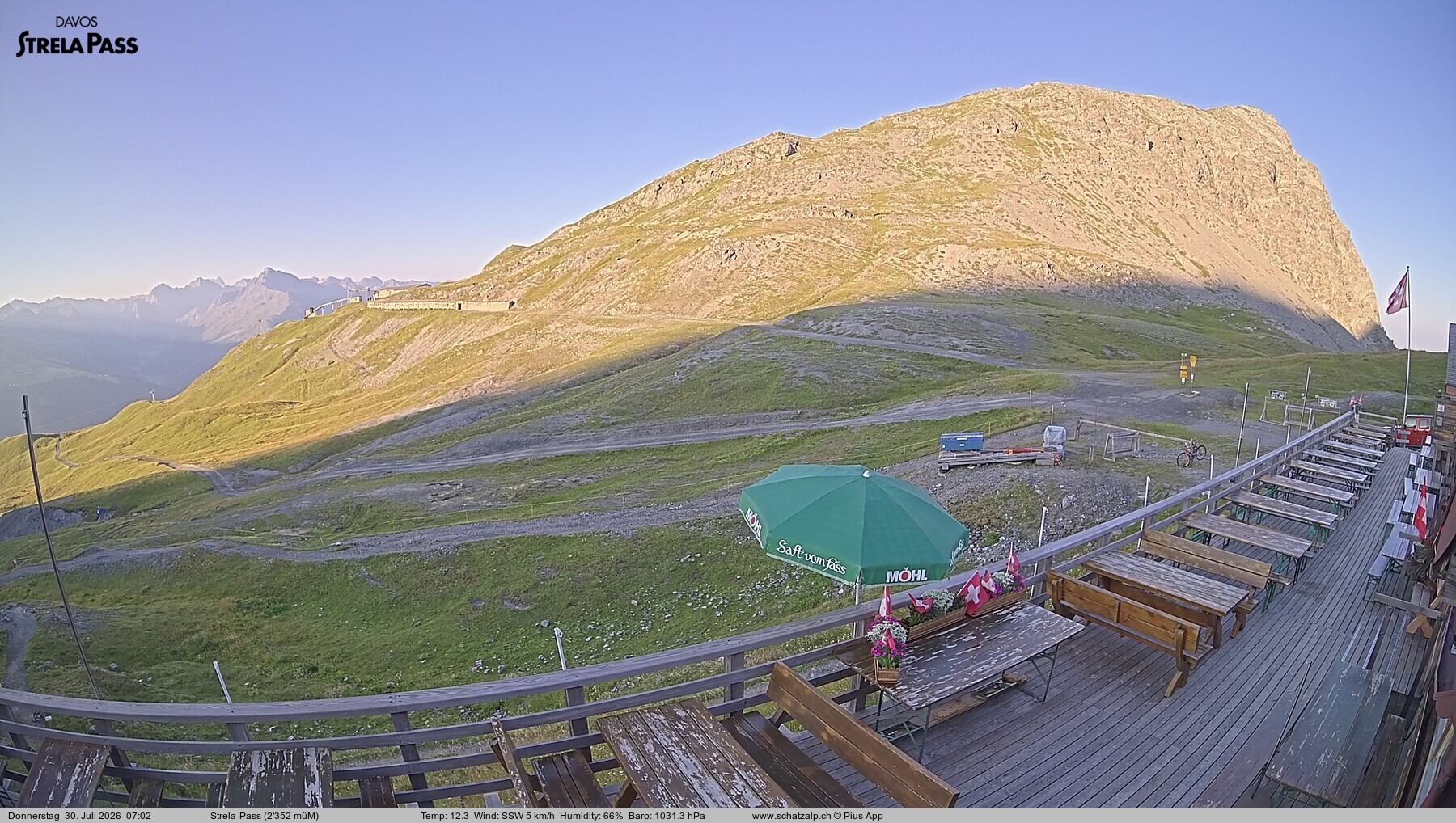 Archiv Foto Webcam Restaurant Strela Pass Schatzalp