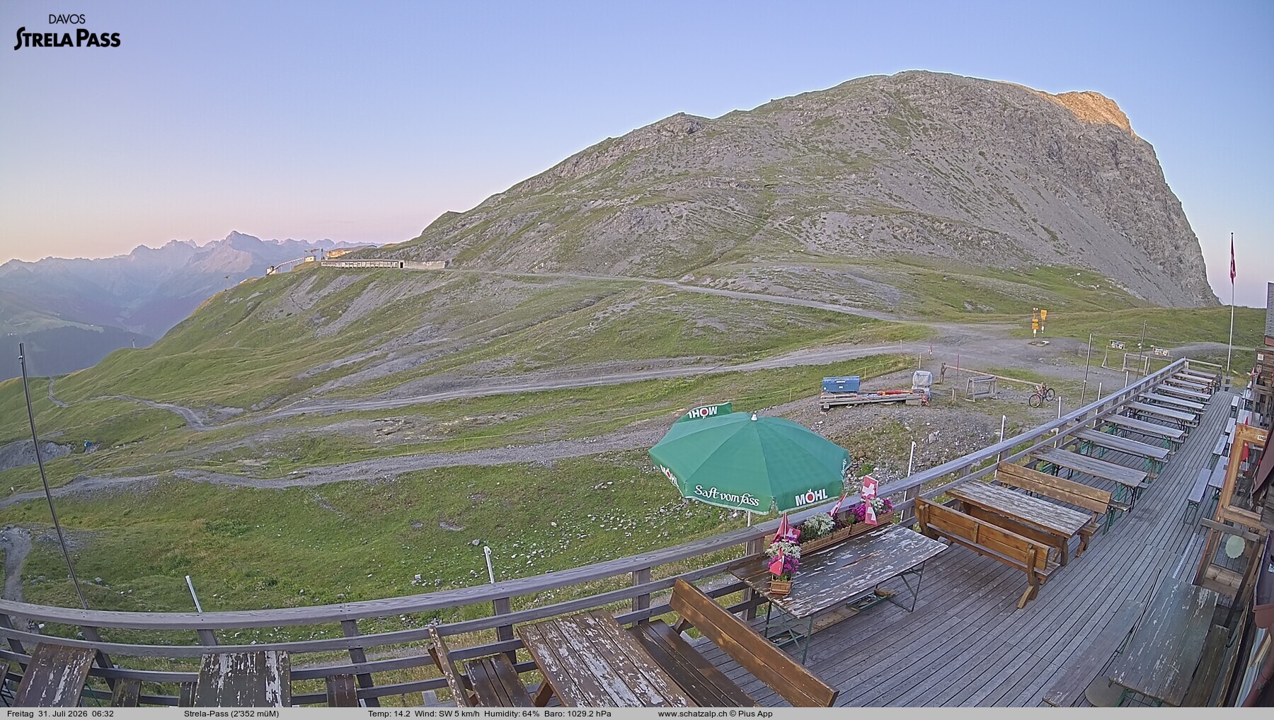 Archiv Foto Webcam Restaurant Strela Pass Schatzalp