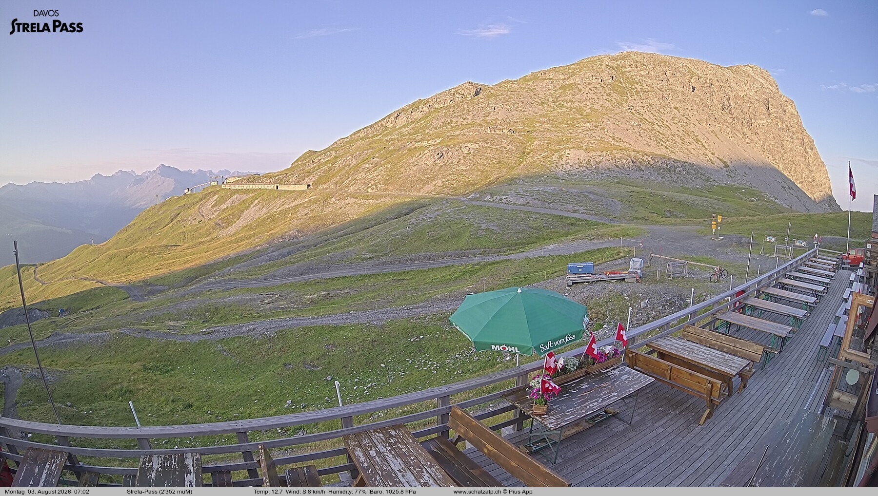 Archiv Foto Webcam Restaurant Strela Pass Schatzalp