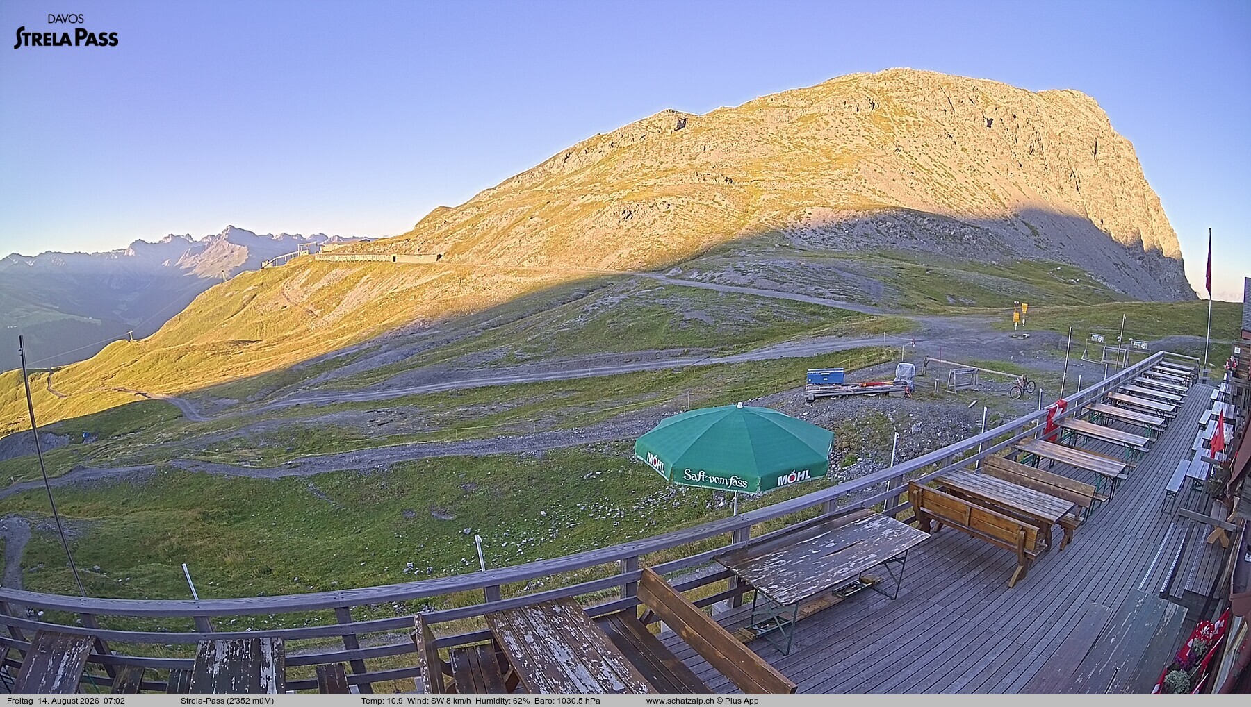 Archiv Foto Webcam Restaurant Strela Pass Schatzalp