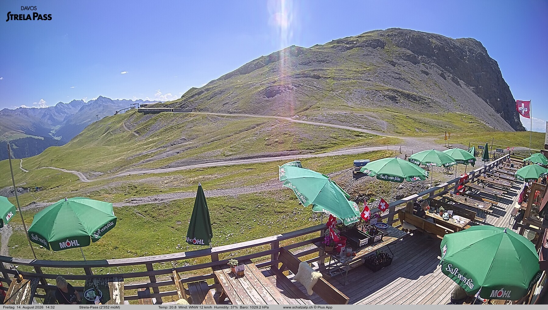 Archiv Foto Webcam Restaurant Strela Pass Schatzalp