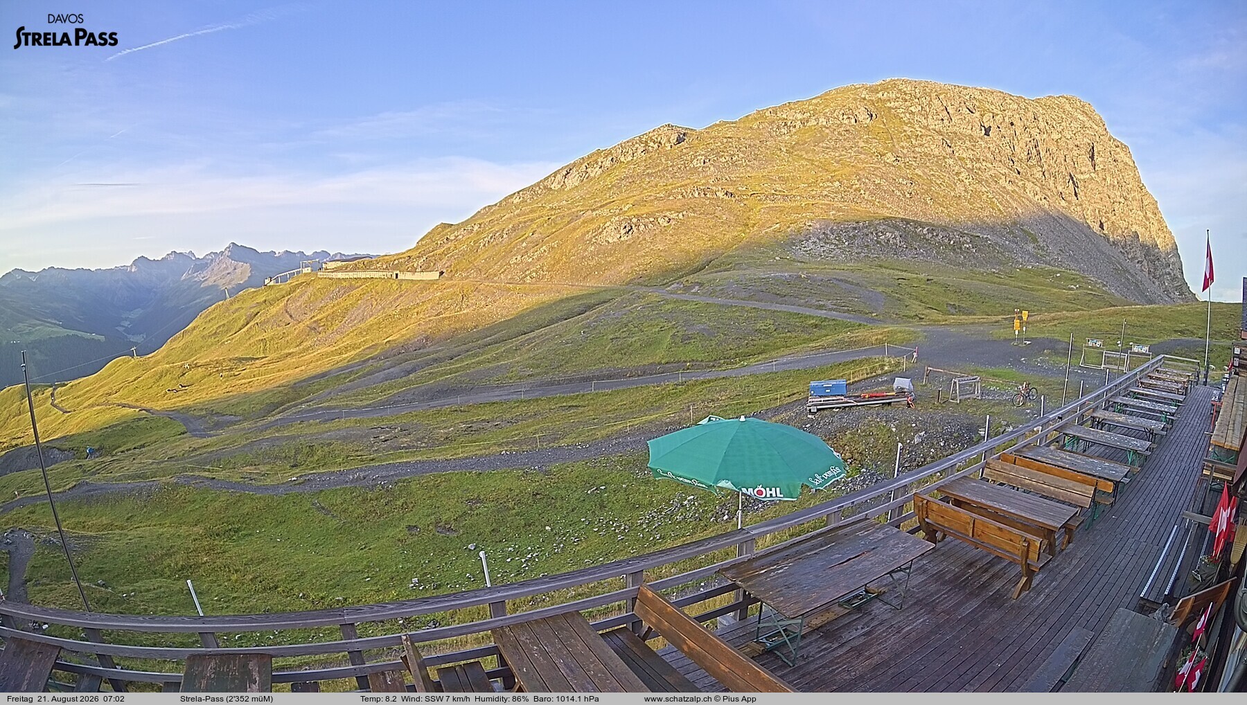 Archiv Foto Webcam Restaurant Strela Pass Schatzalp