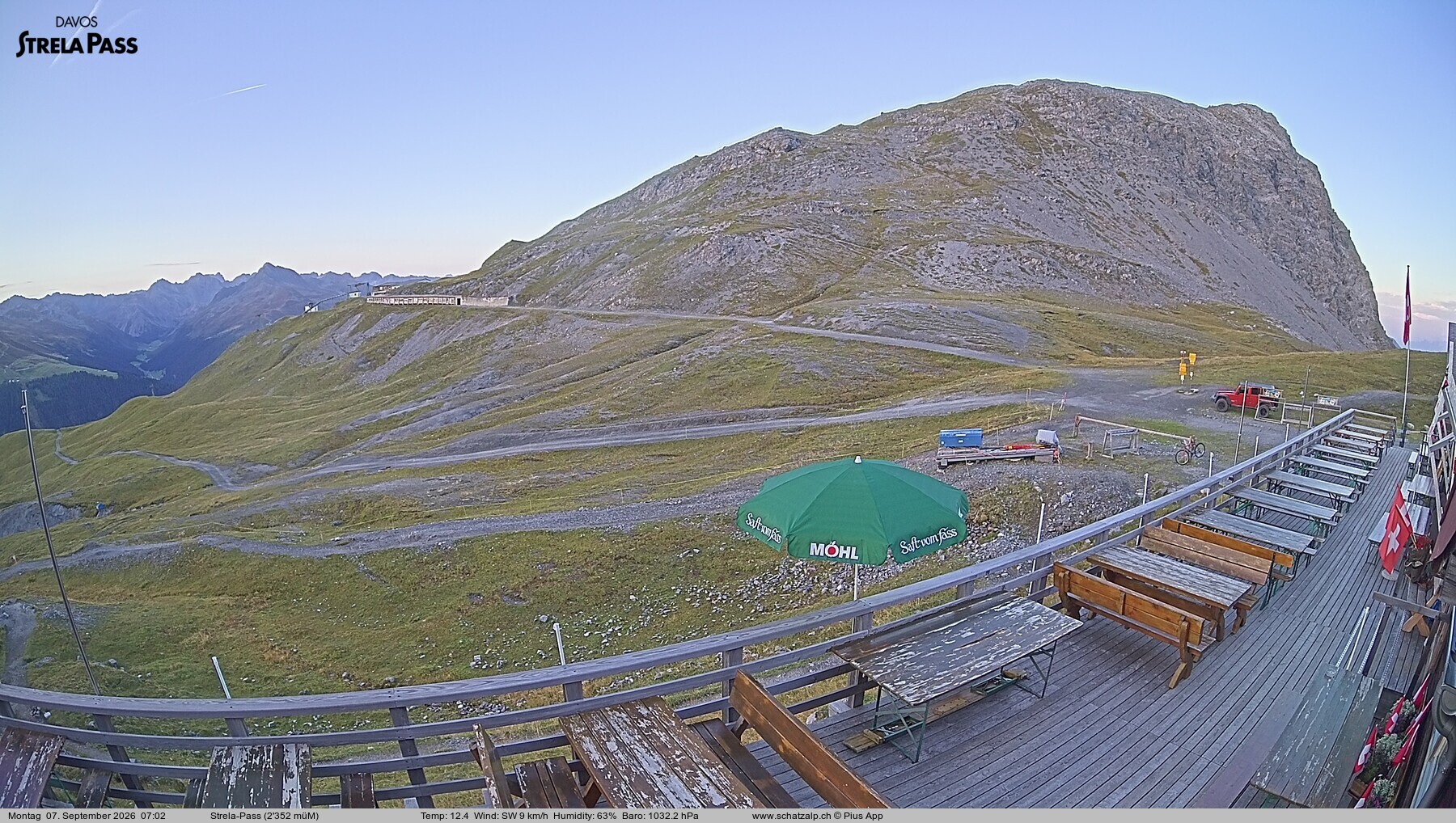 Archiv Foto Webcam Restaurant Strela Pass Schatzalp