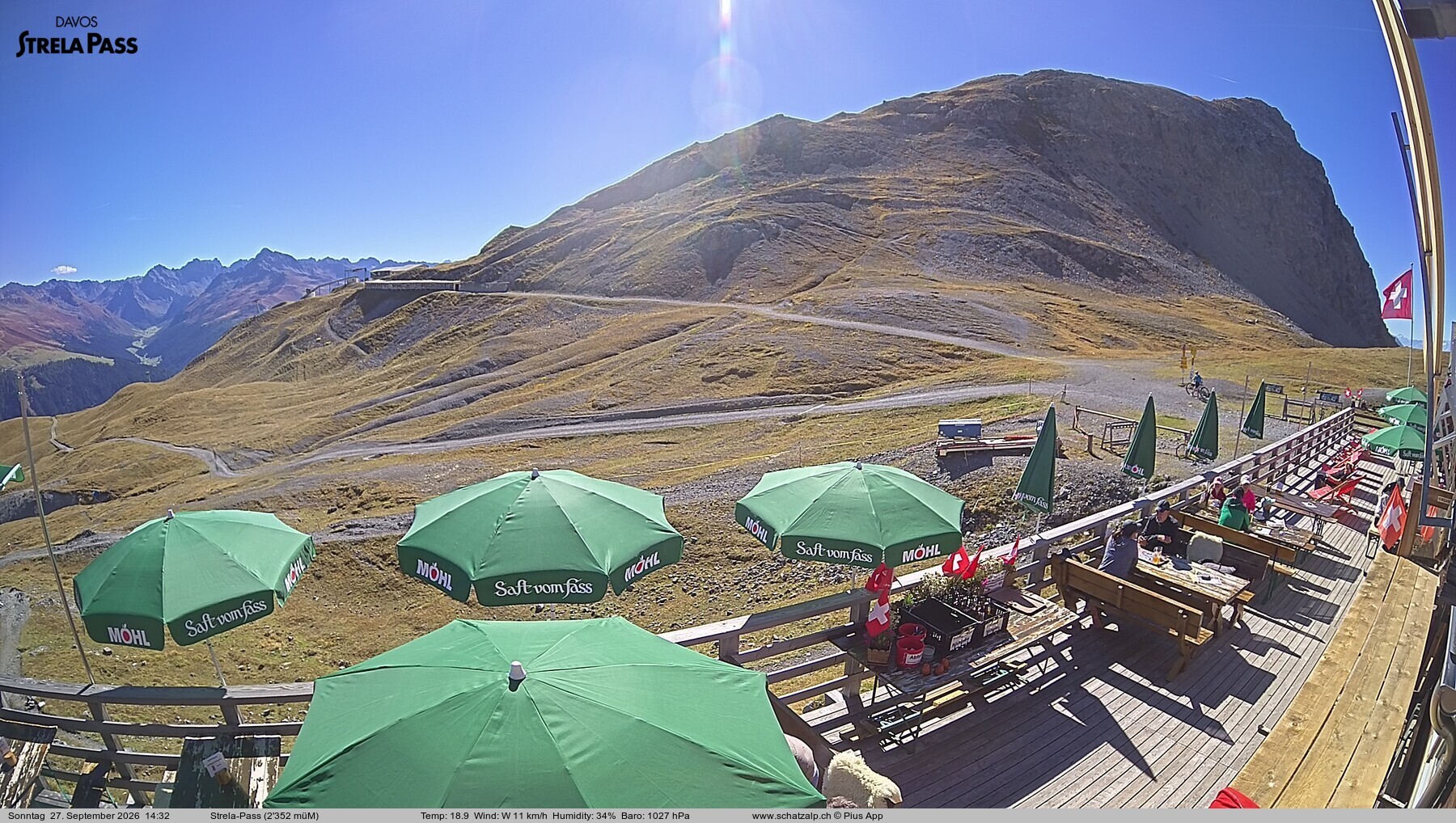 Archiv Foto Webcam Restaurant Strela Pass Schatzalp