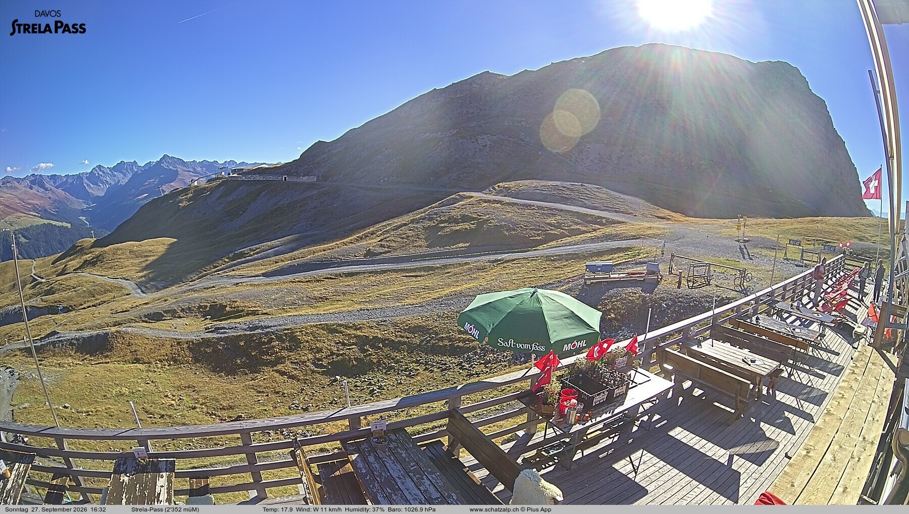 Archiv Foto Webcam Restaurant Strela Pass Schatzalp