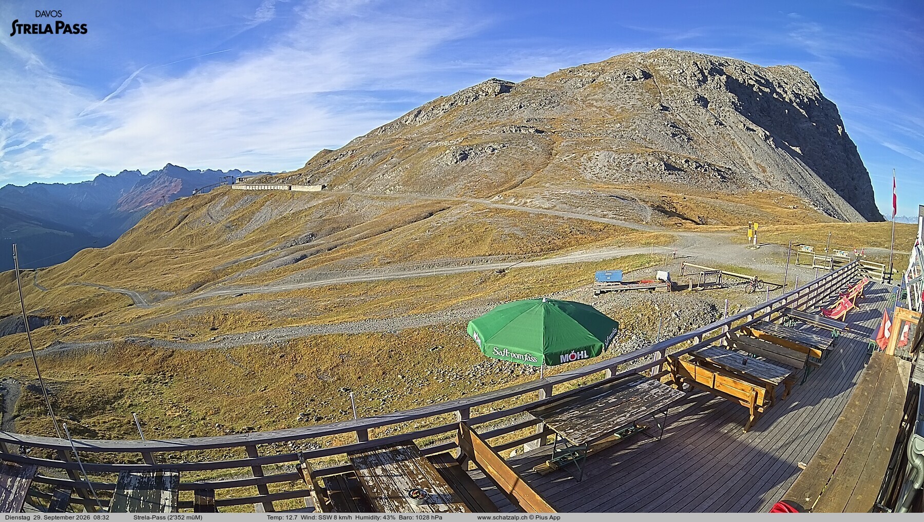 Archiv Foto Webcam Restaurant Strela Pass Schatzalp