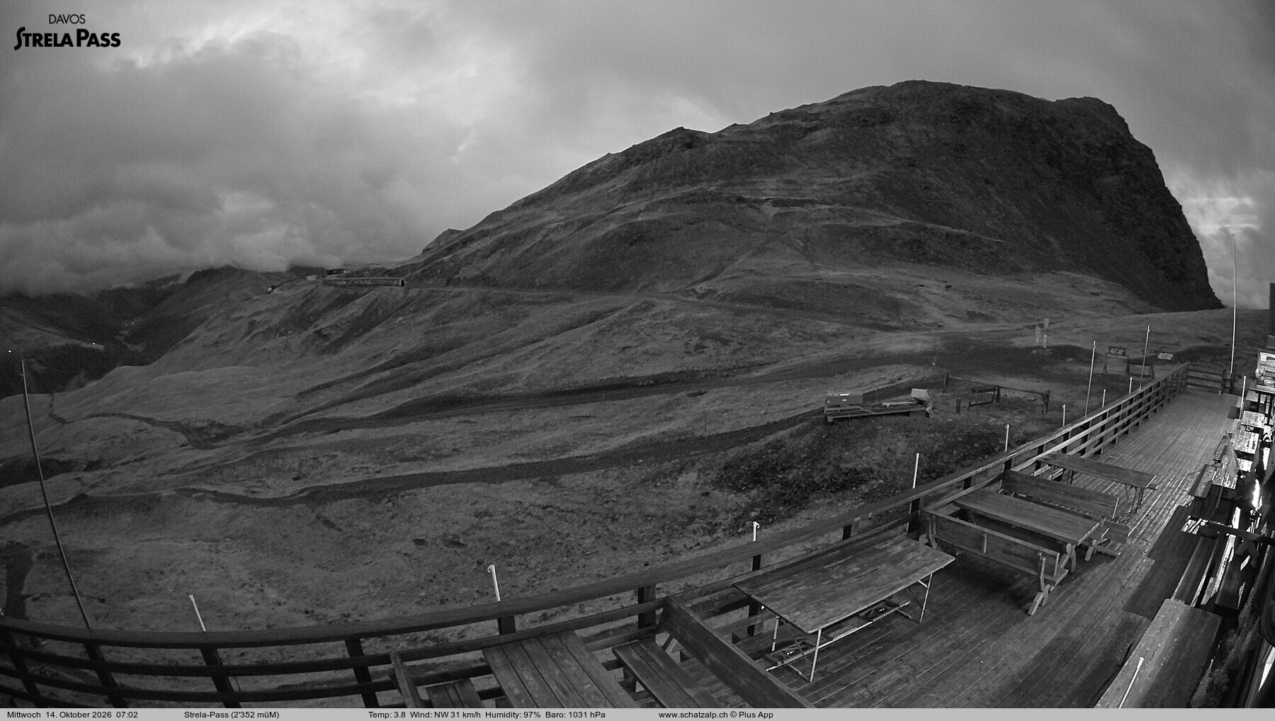Archiv Foto Webcam Restaurant Strela Pass Schatzalp