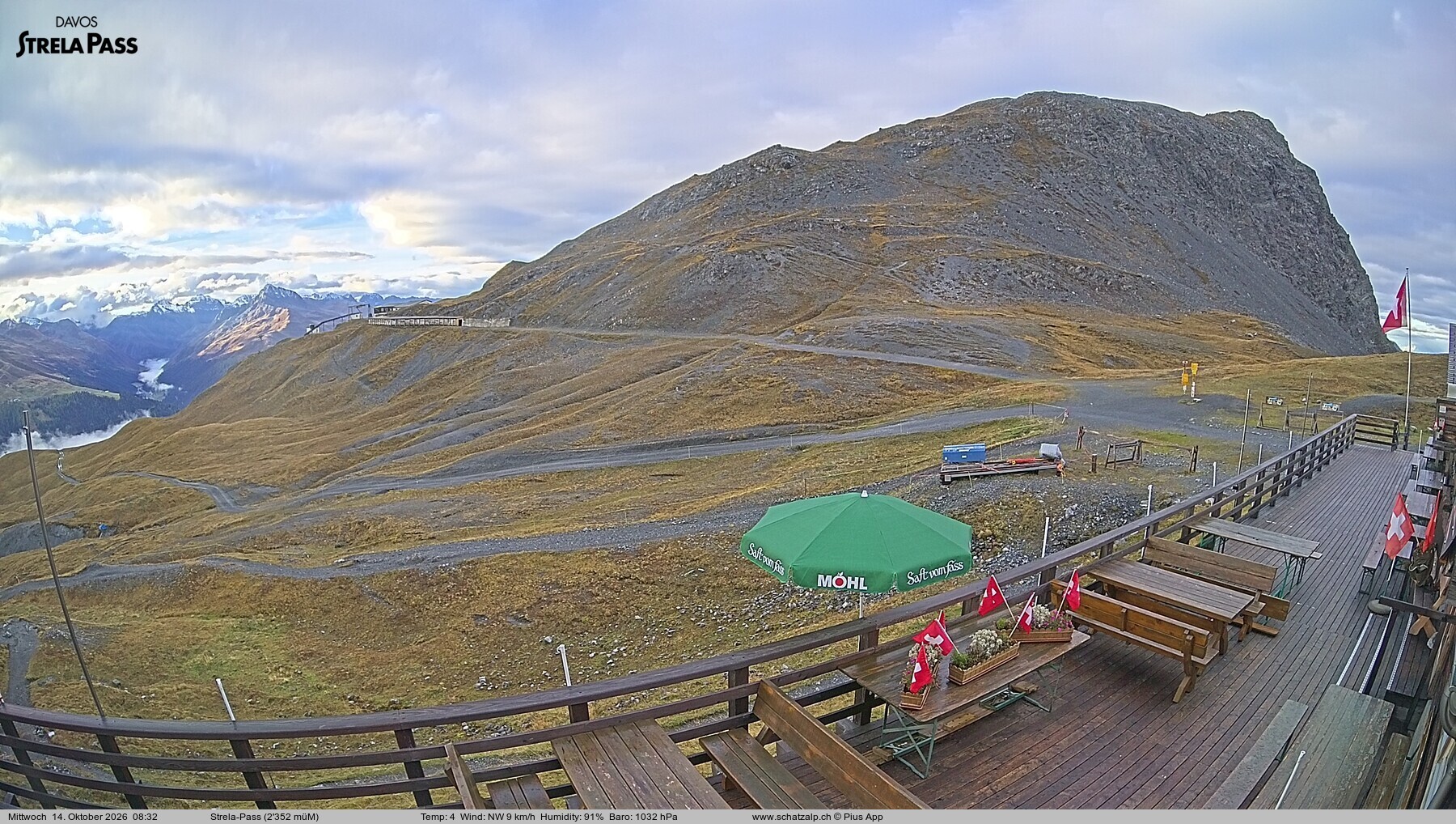 Archiv Foto Webcam Restaurant Strela Pass Schatzalp
