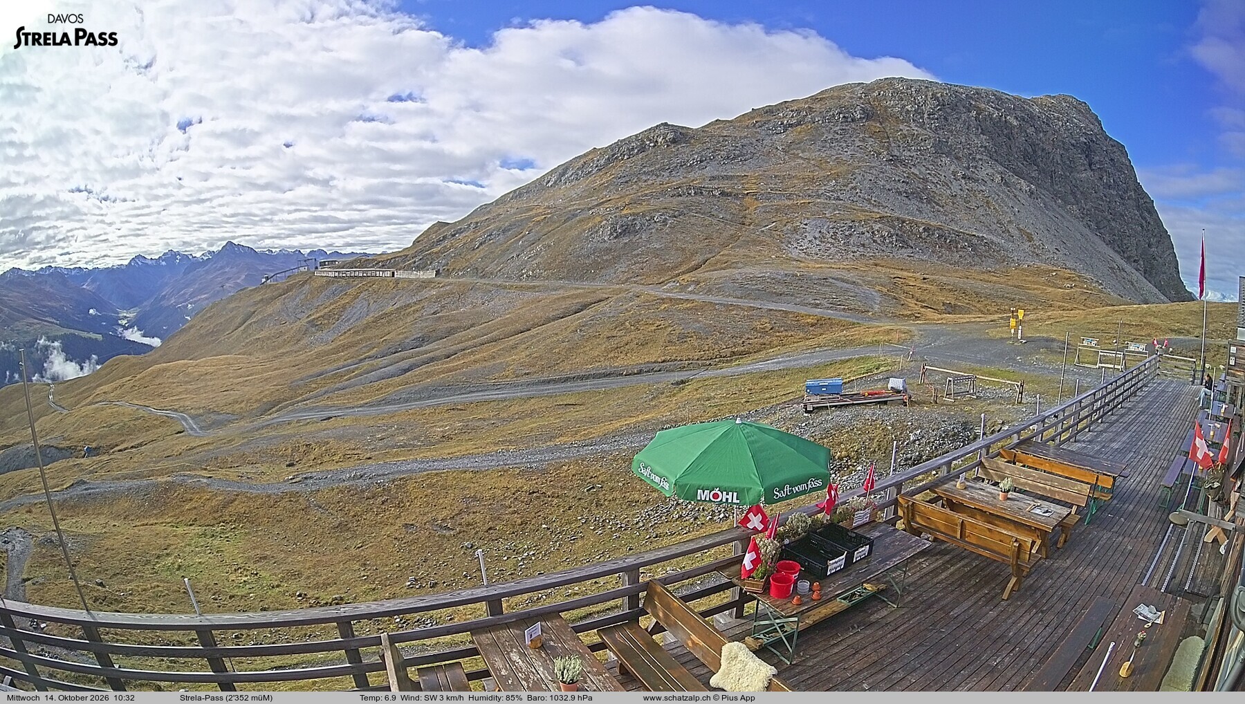 Archiv Foto Webcam Restaurant Strela Pass Schatzalp