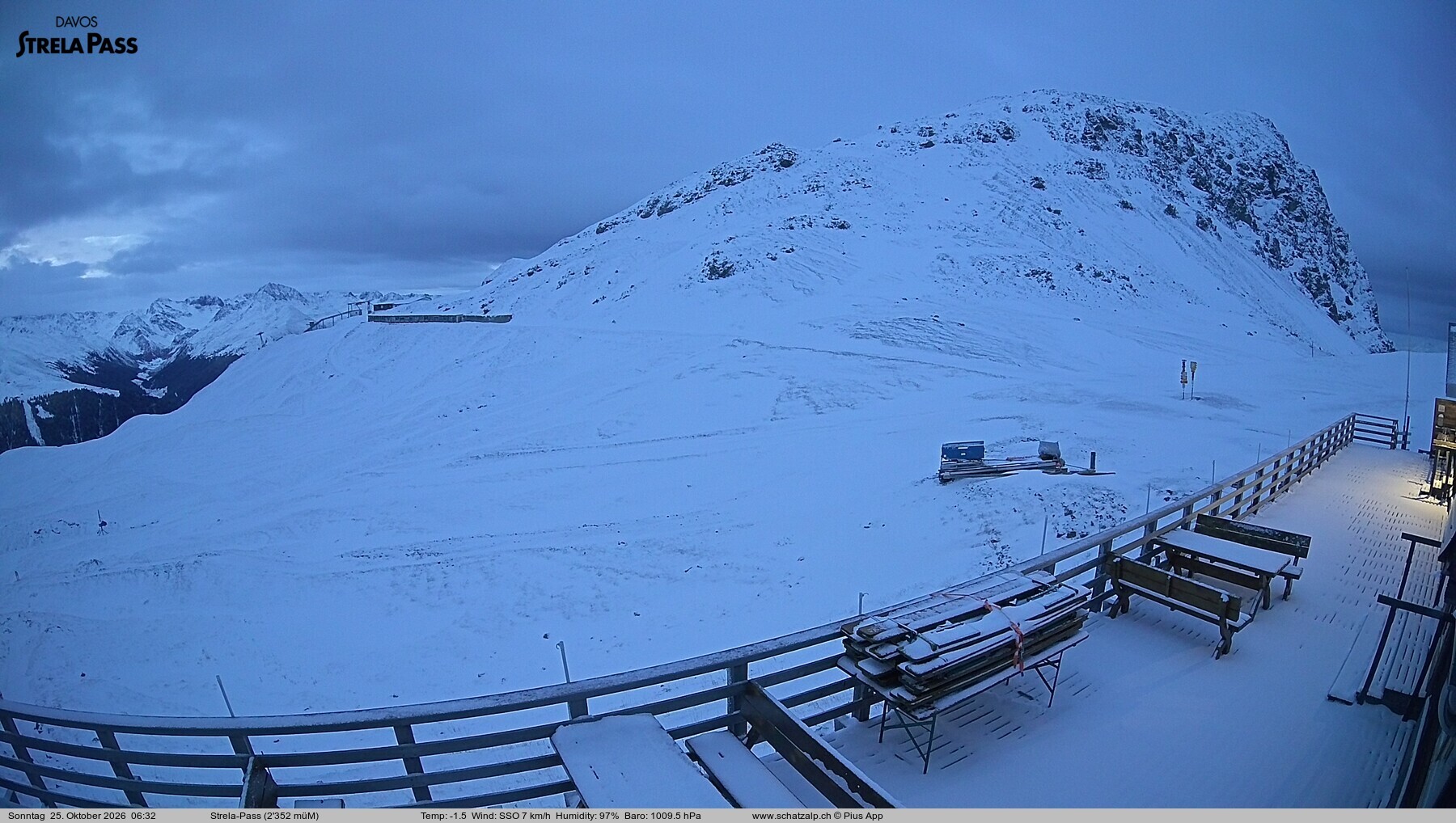 Archiv Foto Webcam Restaurant Strela Pass Schatzalp