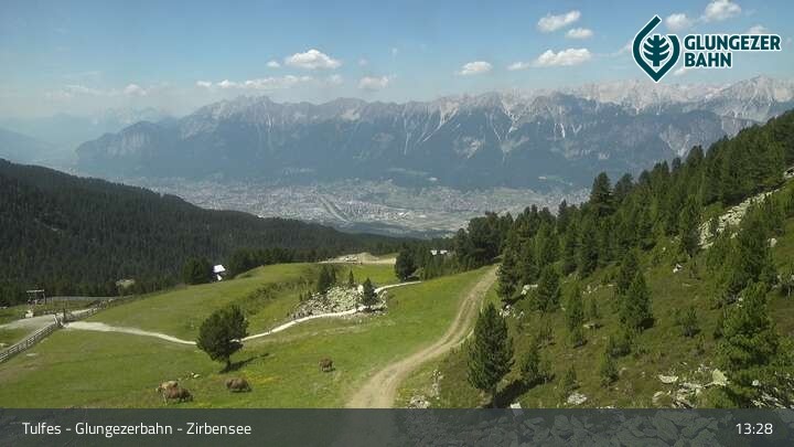 Archiv Foto Webcam Glungezer: Panoramablick Zirbensee