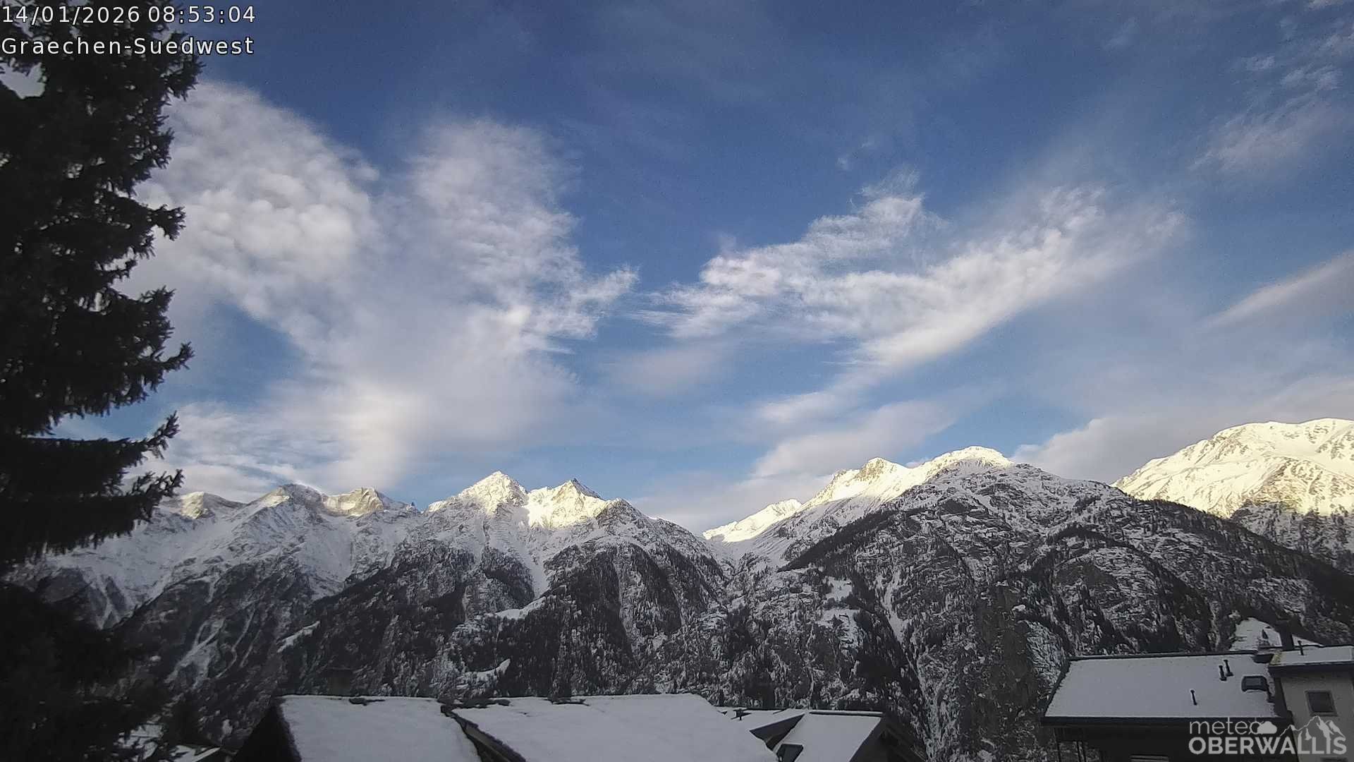 Archiv Foto Webcam Grächen - Blick nach Süd-West