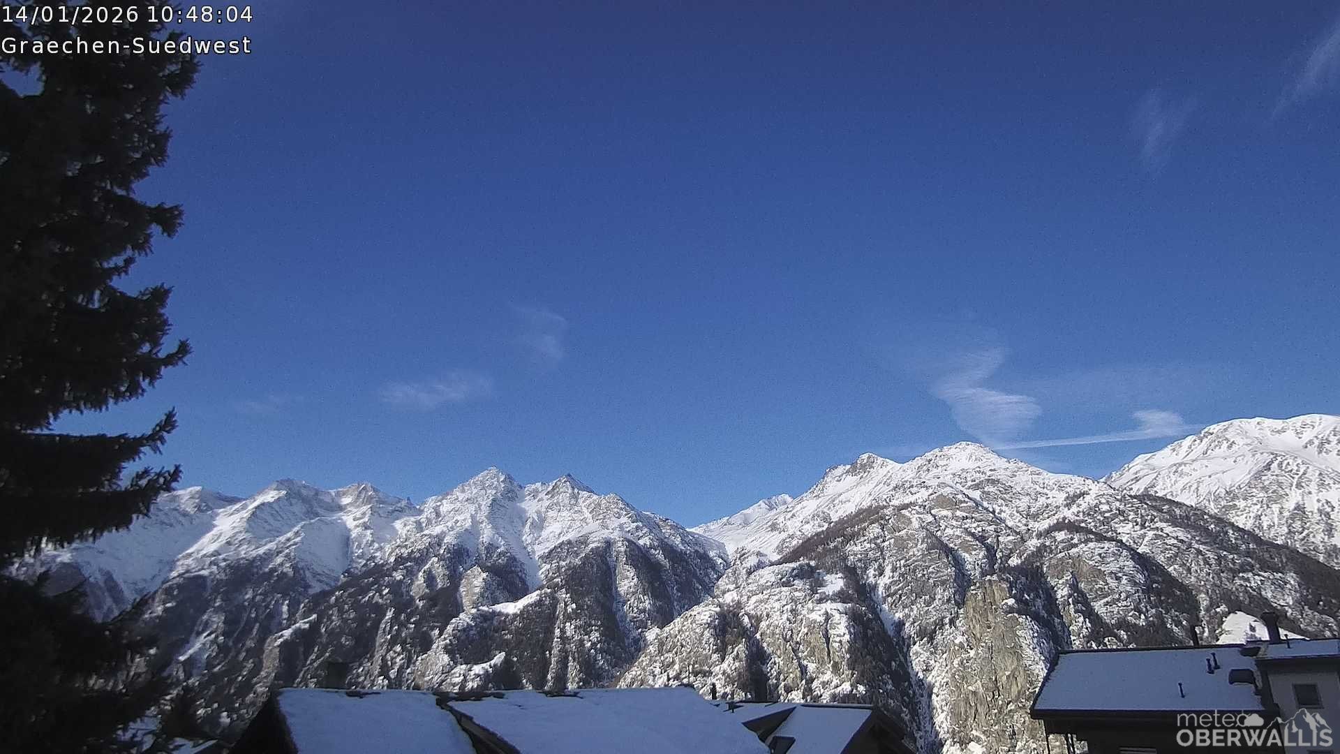 Archiv Foto Webcam Grächen - Blick nach Süd-West