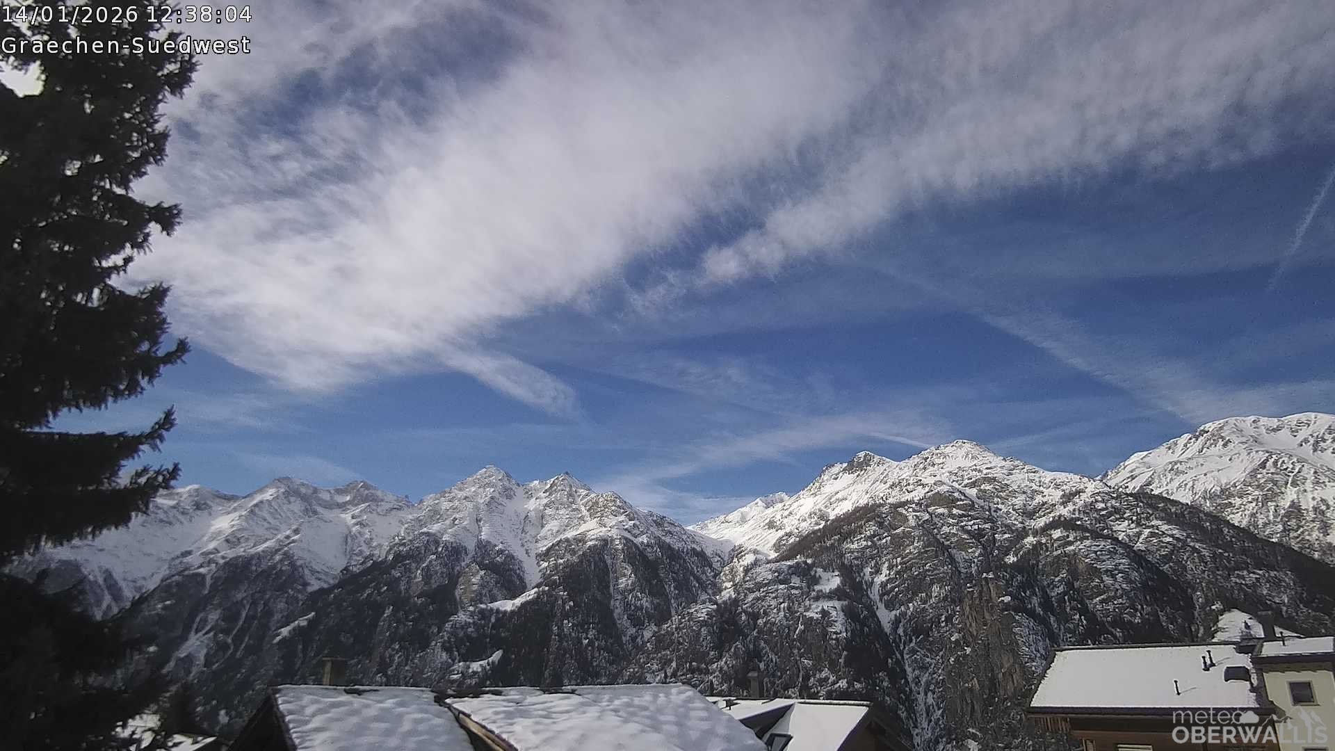 Archiv Foto Webcam Grächen - Blick nach Süd-West