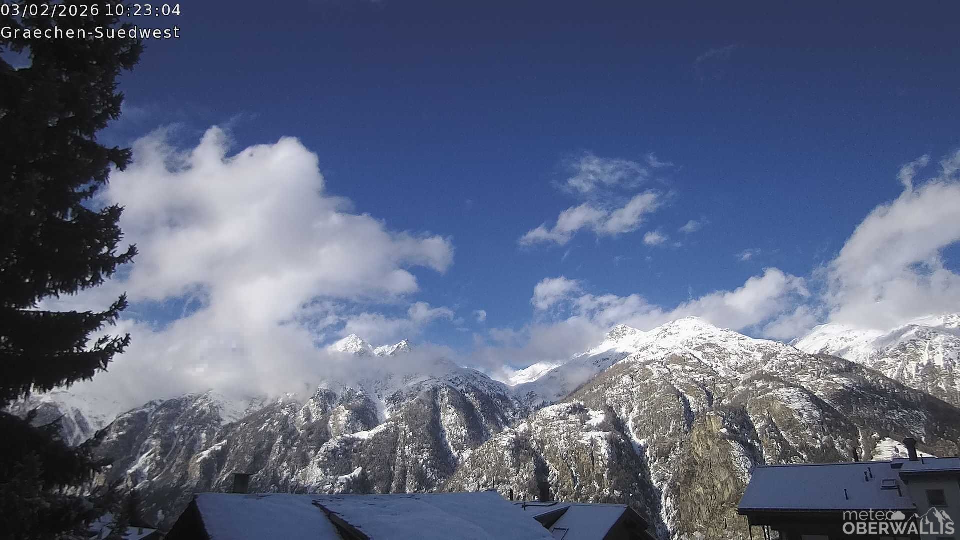 Archiv Foto Webcam Grächen - Blick nach Süd-West