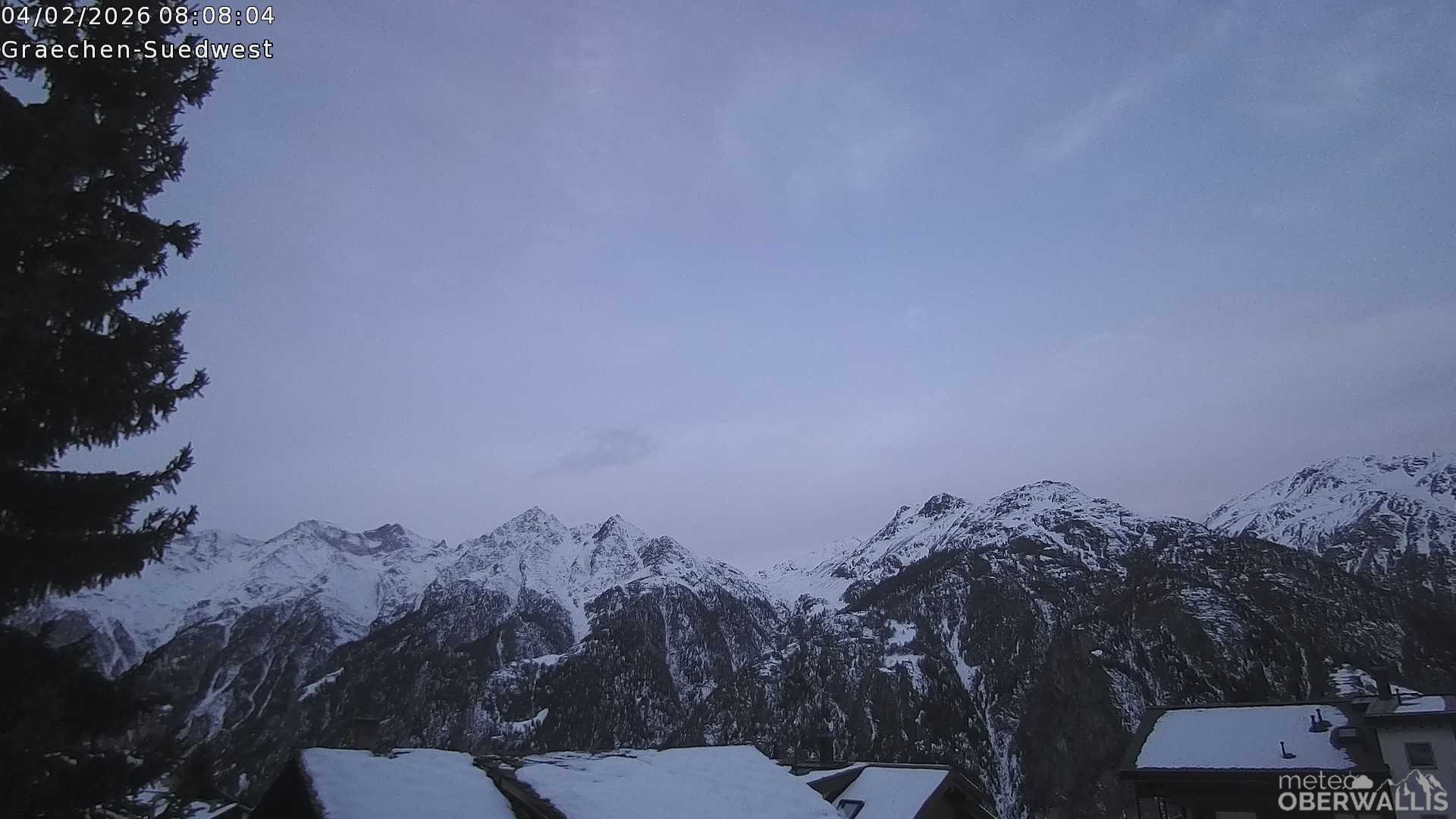 Archiv Foto Webcam Grächen - Blick nach Süd-West