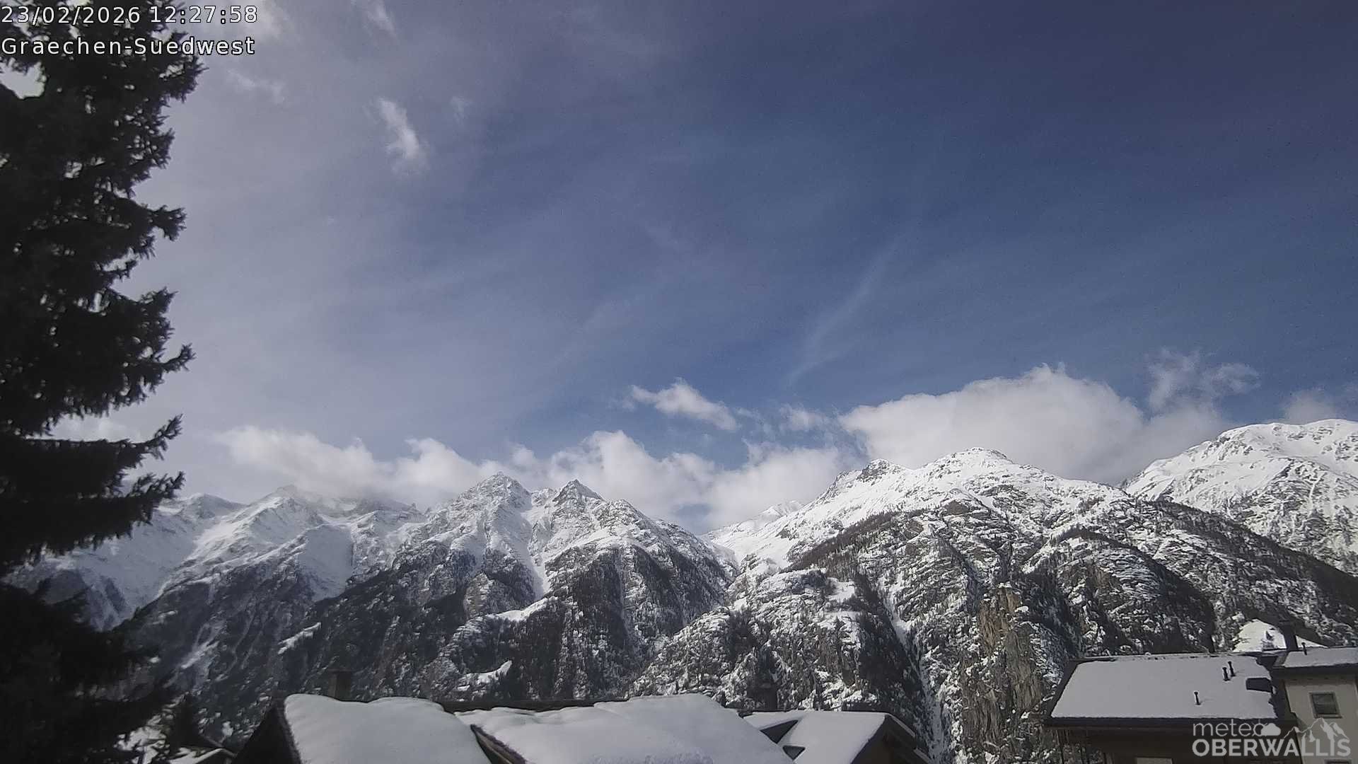 Archiv Foto Webcam Grächen - Blick nach Süd-West