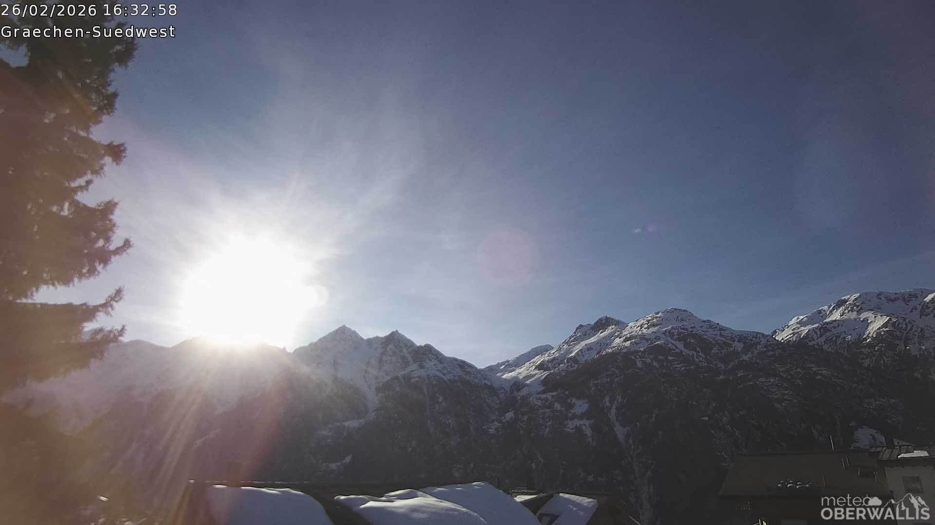 Archived image Webcam Grächen - South-West: Weisshorn