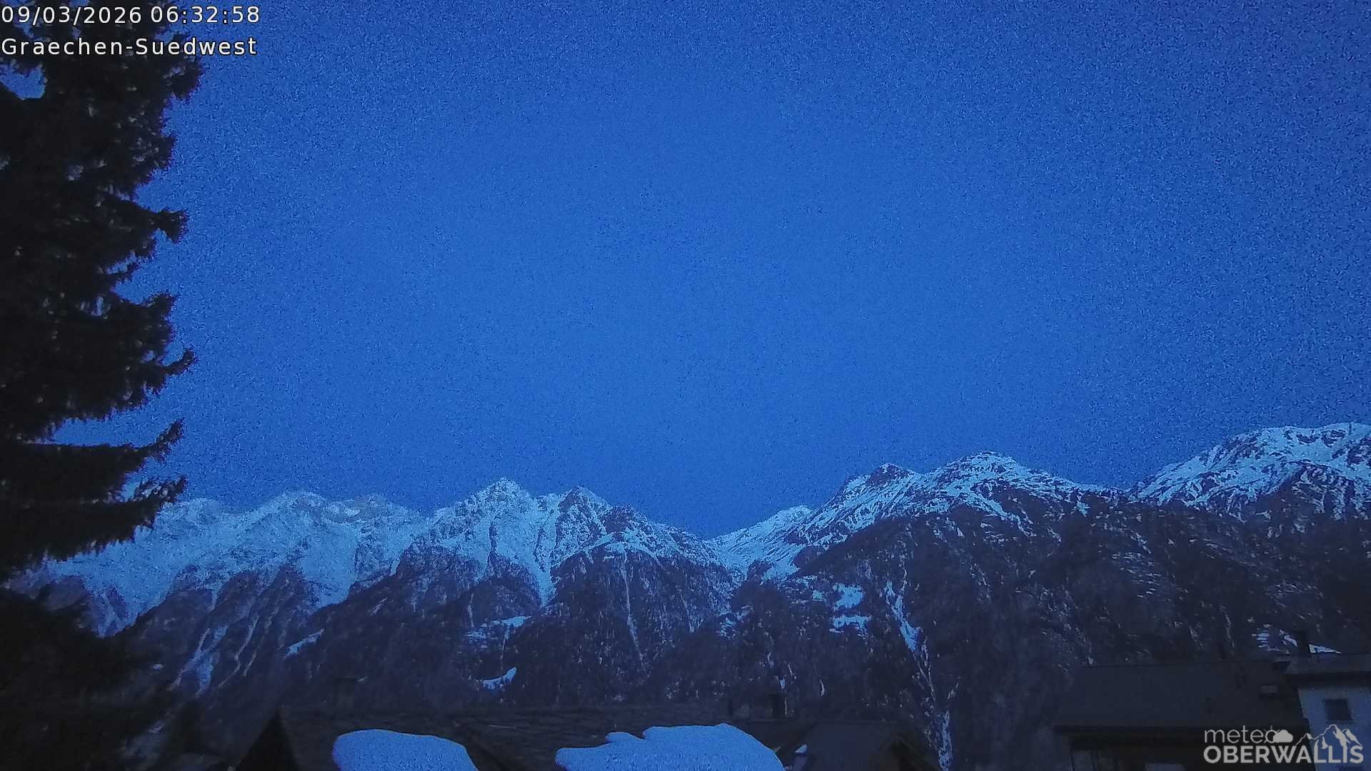 Archiv Foto Webcam Grächen - Blick nach Süd-West