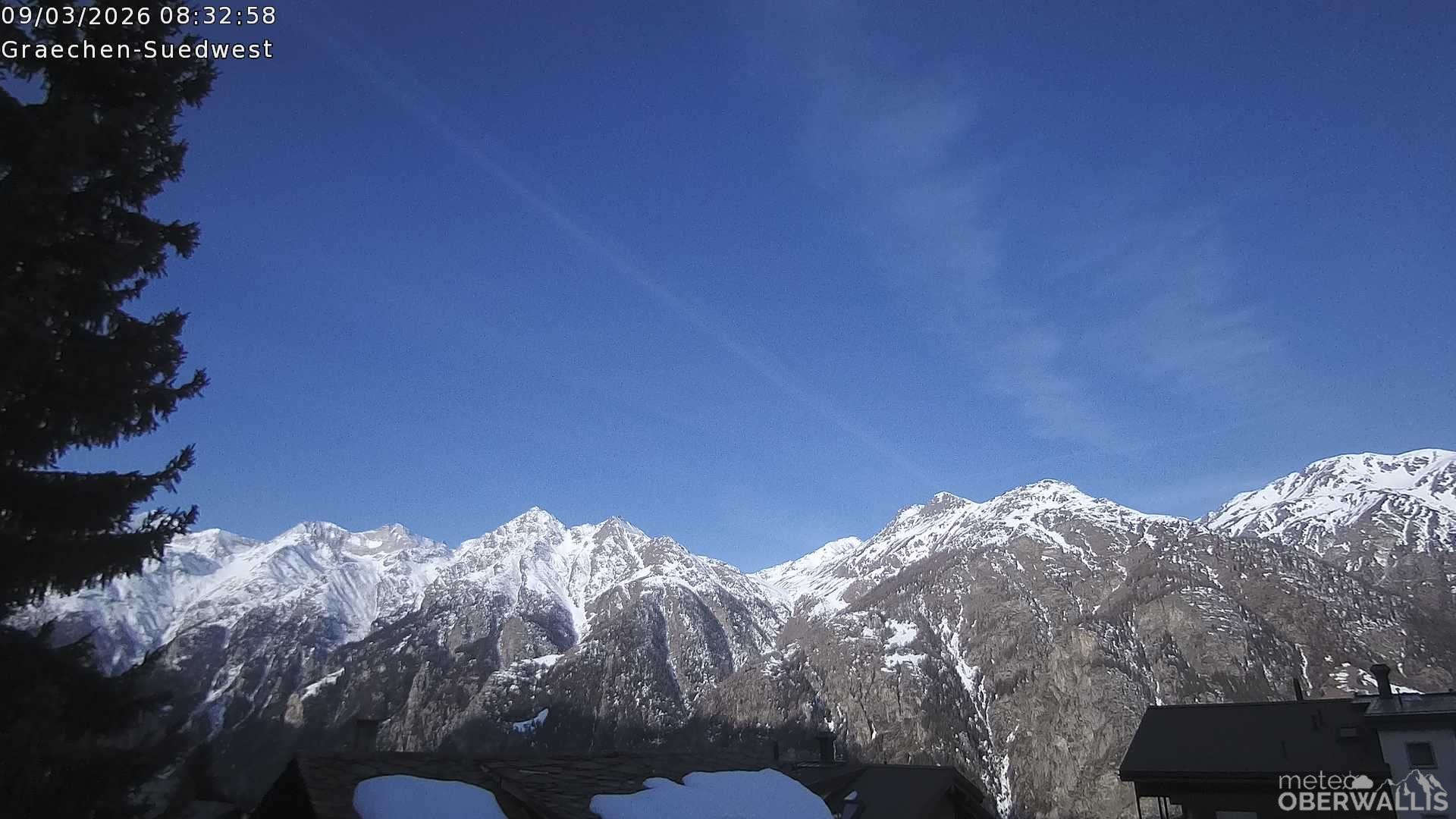 Archiv Foto Webcam Grächen - Blick nach Süd-West