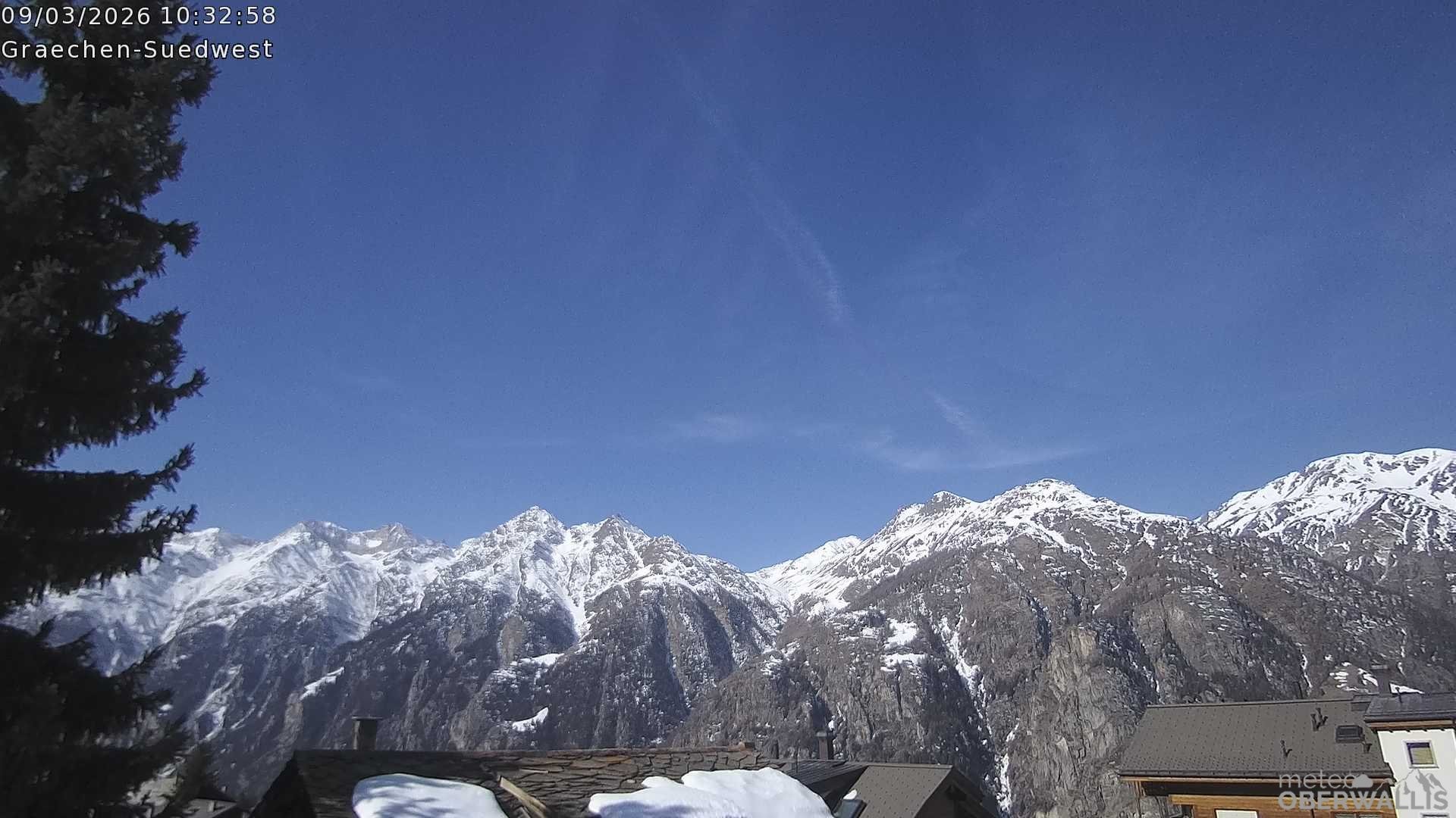 Archiv Foto Webcam Grächen - Blick nach Süd-West