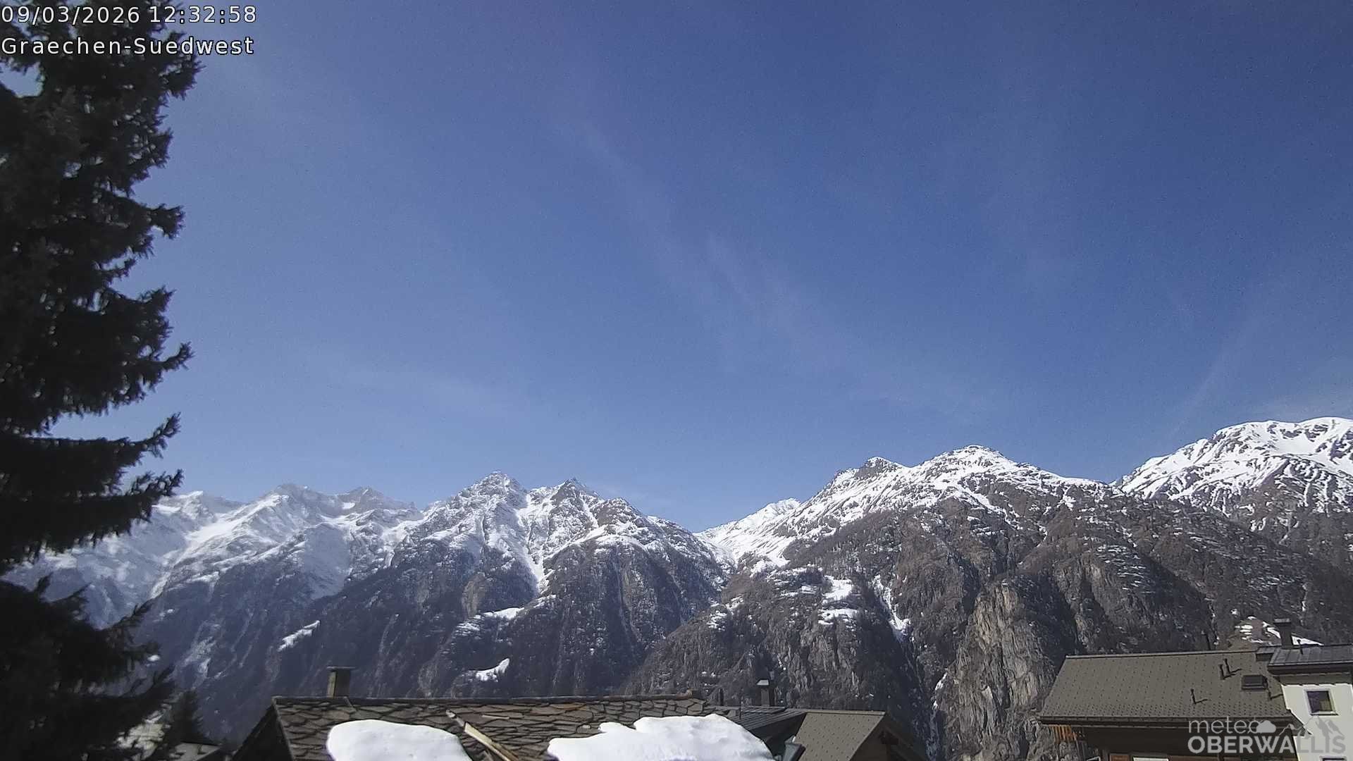 Archiv Foto Webcam Grächen - Blick nach Süd-West