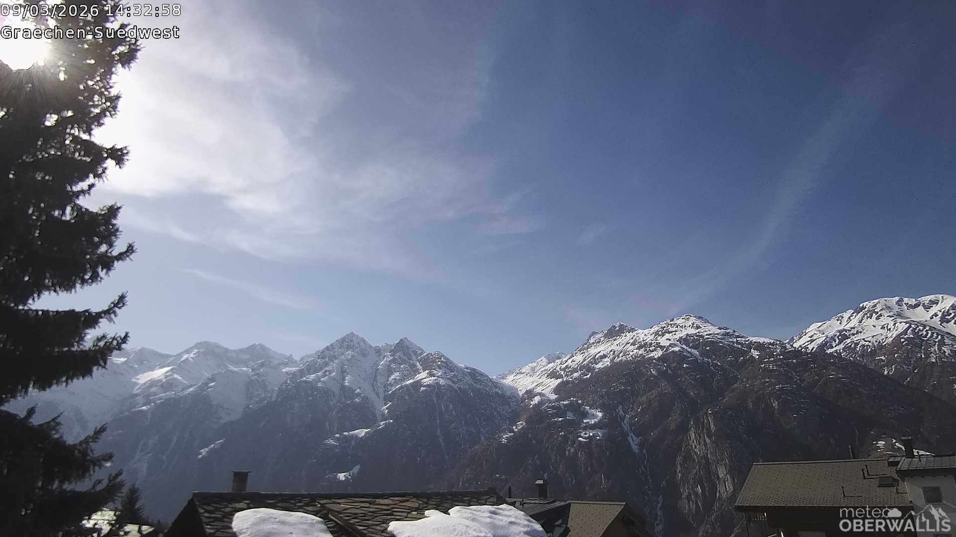 Archiv Foto Webcam Grächen - Blick nach Süd-West